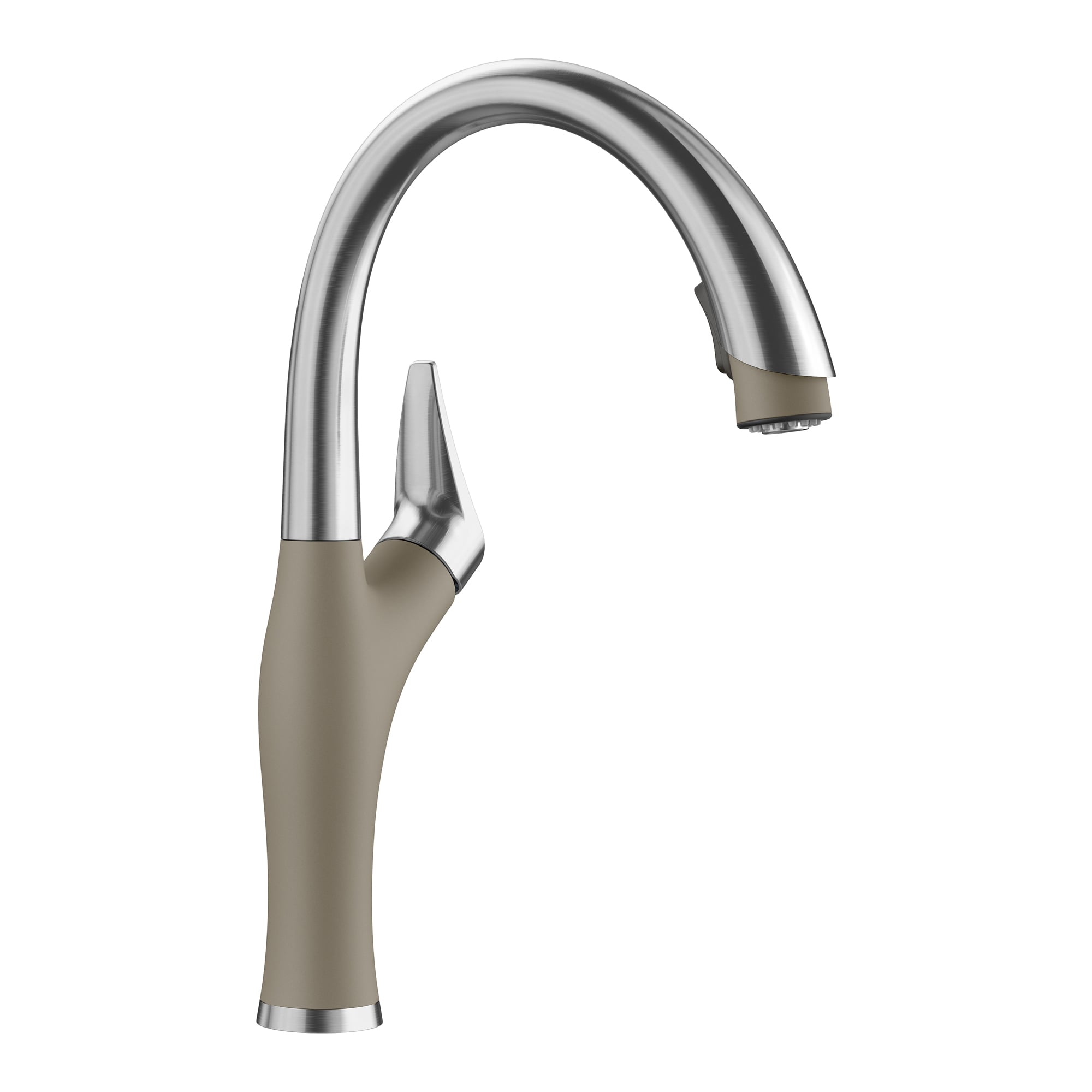 BLANCO 442035 Artona Pvd Steel/Truffle Single Handle Deck-mount Pull-down Kitchen Faucet with Sprayer