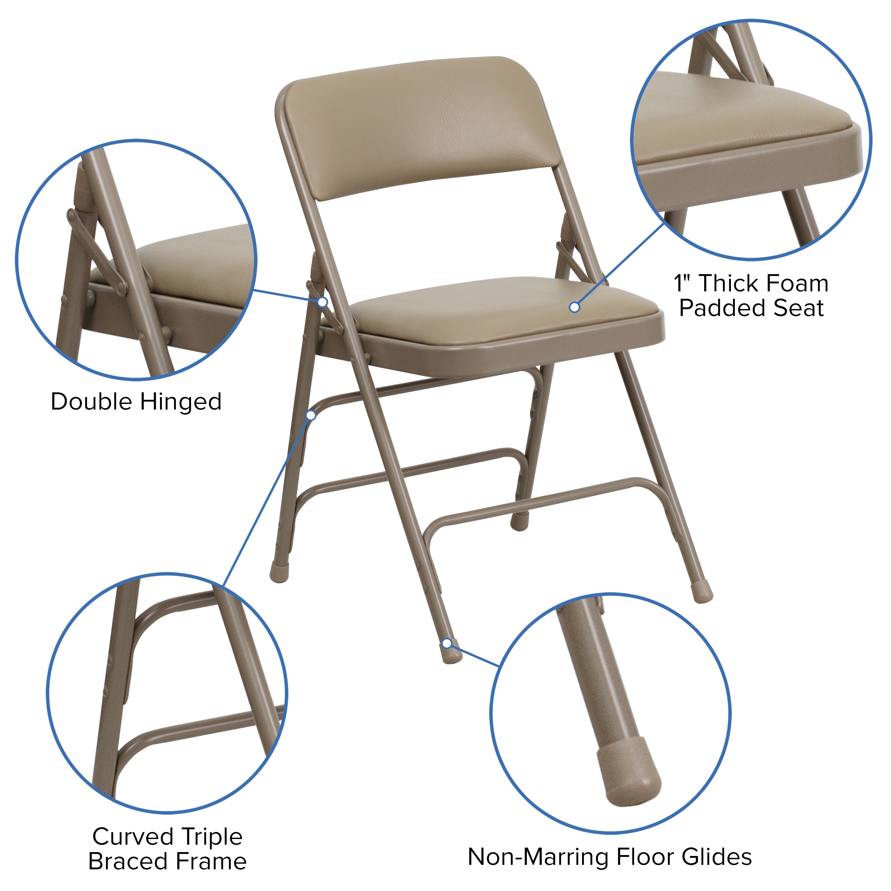 Realspace Upholstered Padded Folding Chair Tan