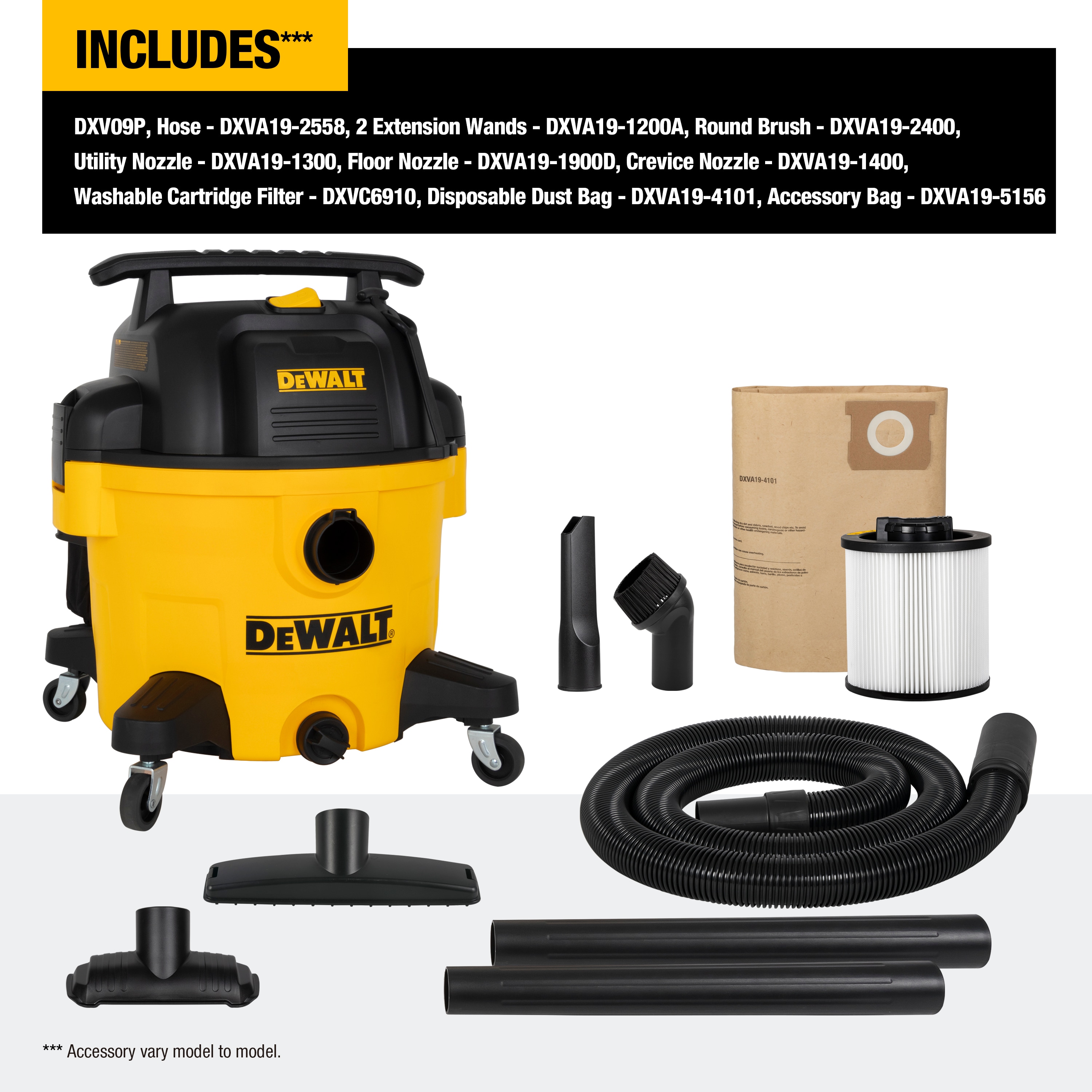 DEWALT 9 Gallons 5 HP Corded Wet Dry Shop Vacuum with Accessories