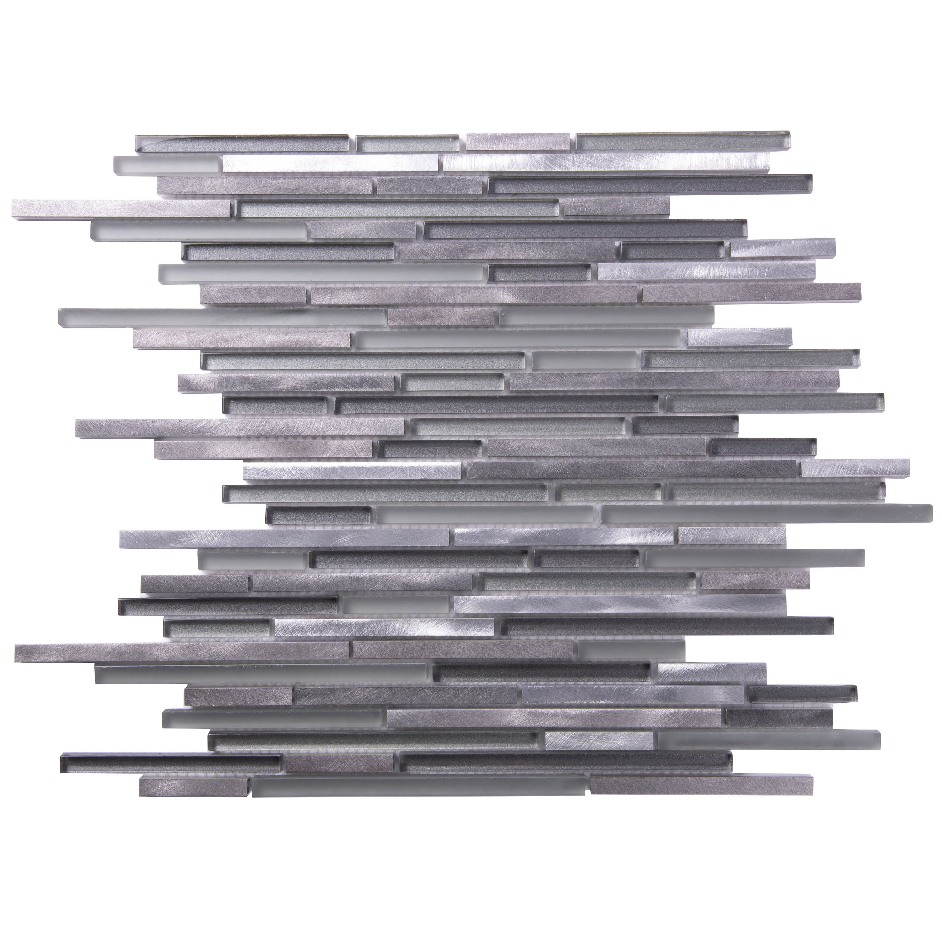 Apollo Tile APLCAS88007A Waterfall Gray and Silver 12-in x 12-in Multi-finish Glass/Metal Marble Look Mosaic Wall Tile (4.83-sq. ft/ Carton)