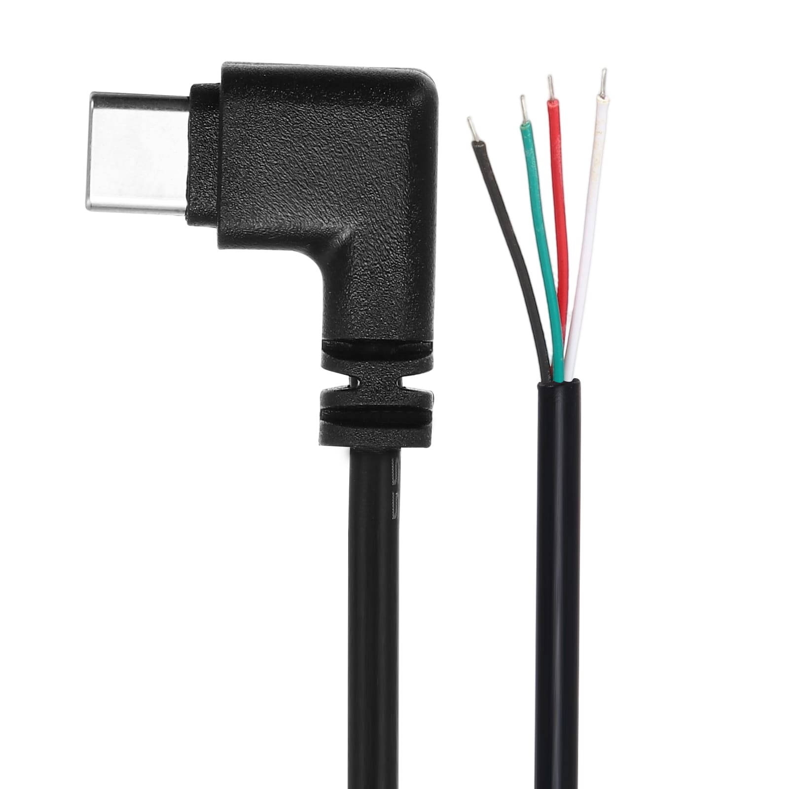 Unique Bargains 1M/3.3Ft Right Angle Type C Male Plug Bare Wire Pigtail Cable 28AWG 12V 3A USB C Plug to 4 Pin Bare Wire Open End Connector Plug for DIY Keyboard Equipment Replace Repair 2pcs