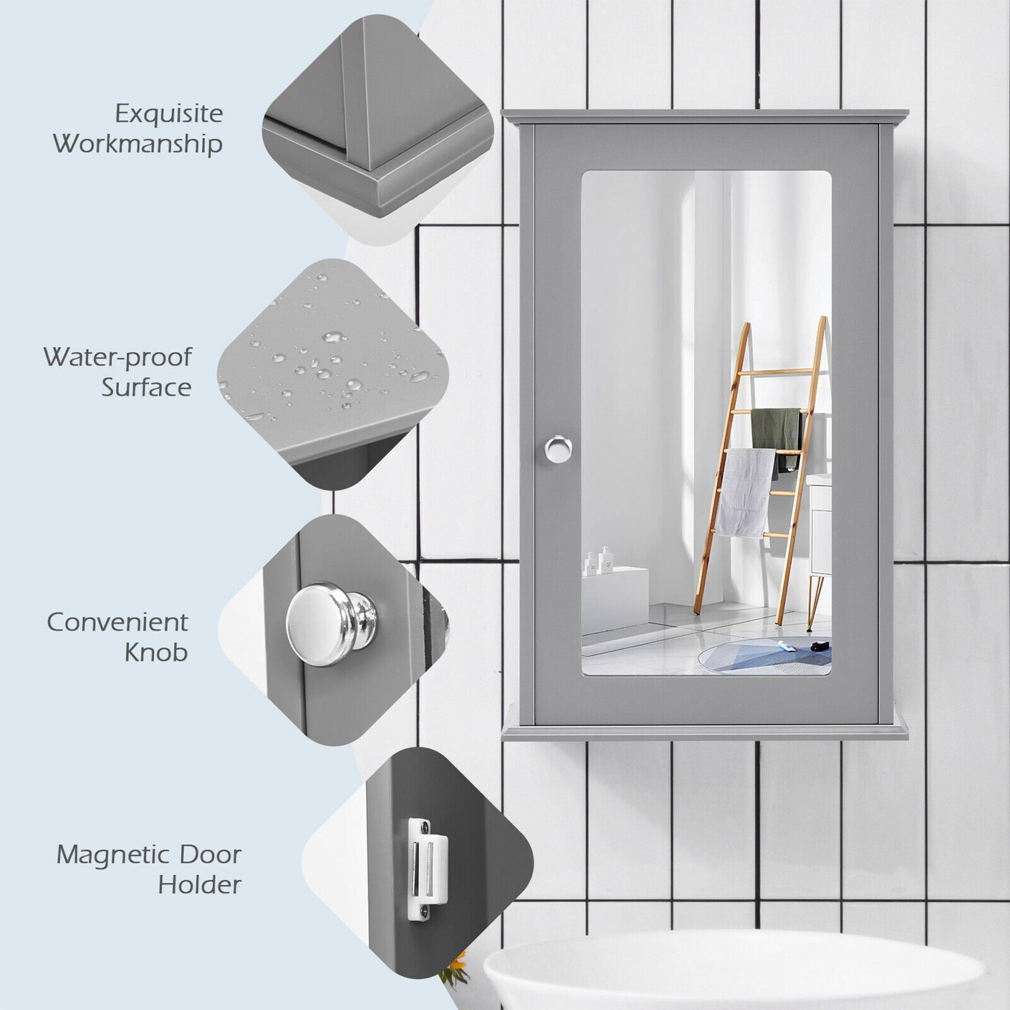 WELLFOR OUJ65846GR Bathroom-Medicine-Cabinets - View #6
