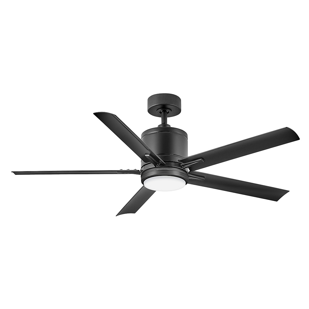 Hinkley 907052FMB-LWD Vail 52-in Integrated LED Outdoor Smart Matte Black with Matte Black Blades Ceiling Fan With Light - Remote Included ( 5 -Blade )