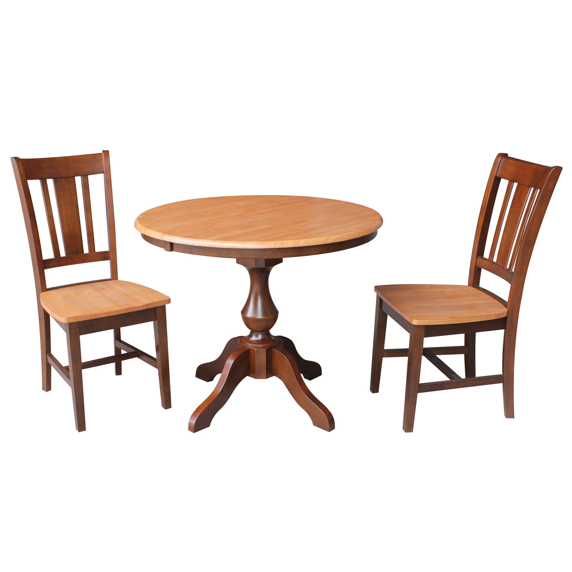 International Concepts K58-36RXT-11B-C10-2 Cinnamon/espresso Traditional Dining Room Set with Round Table ( Seats 2 )