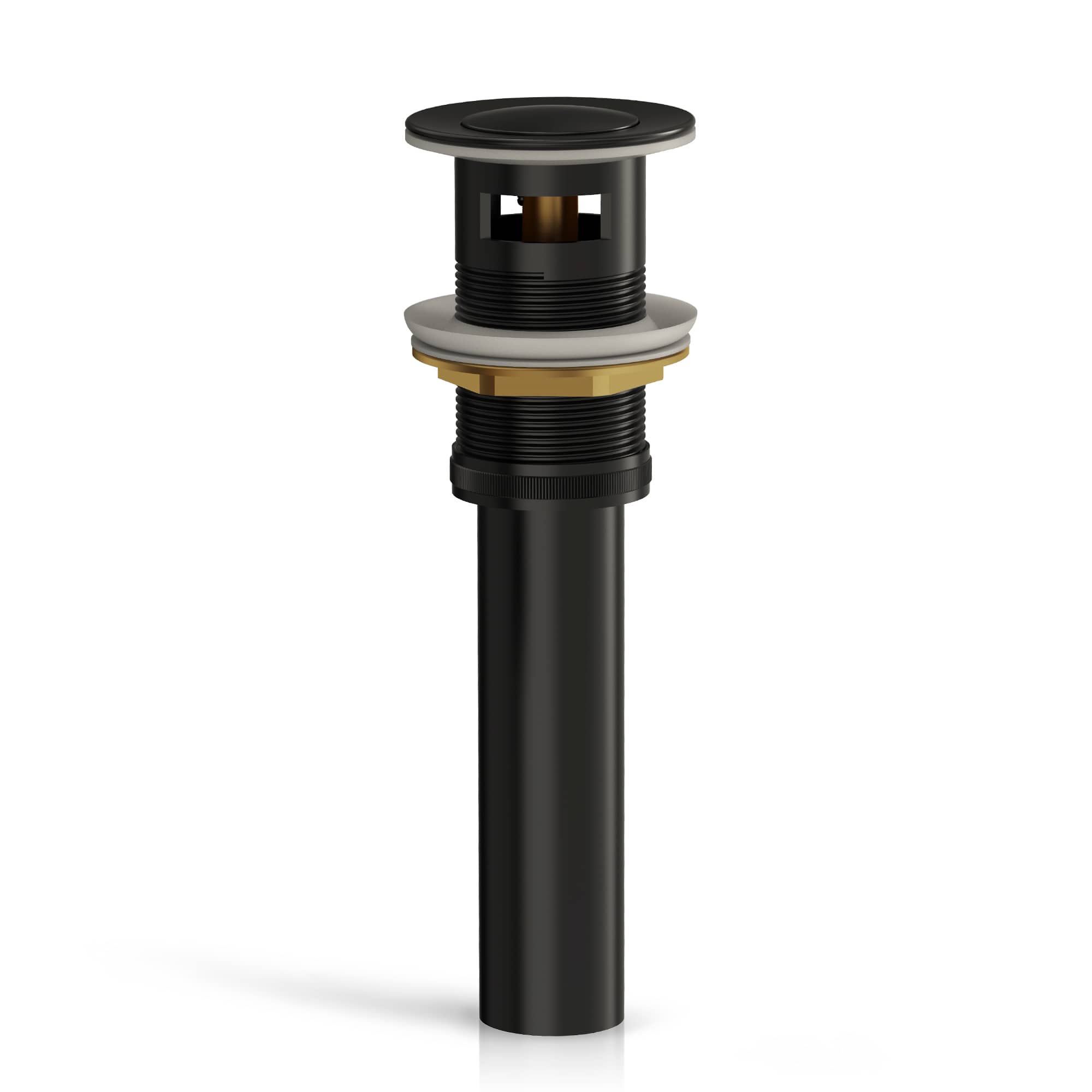 Matte Black Brass and Stainless Steel Universal Sink Pop-Up Drain With Overflow