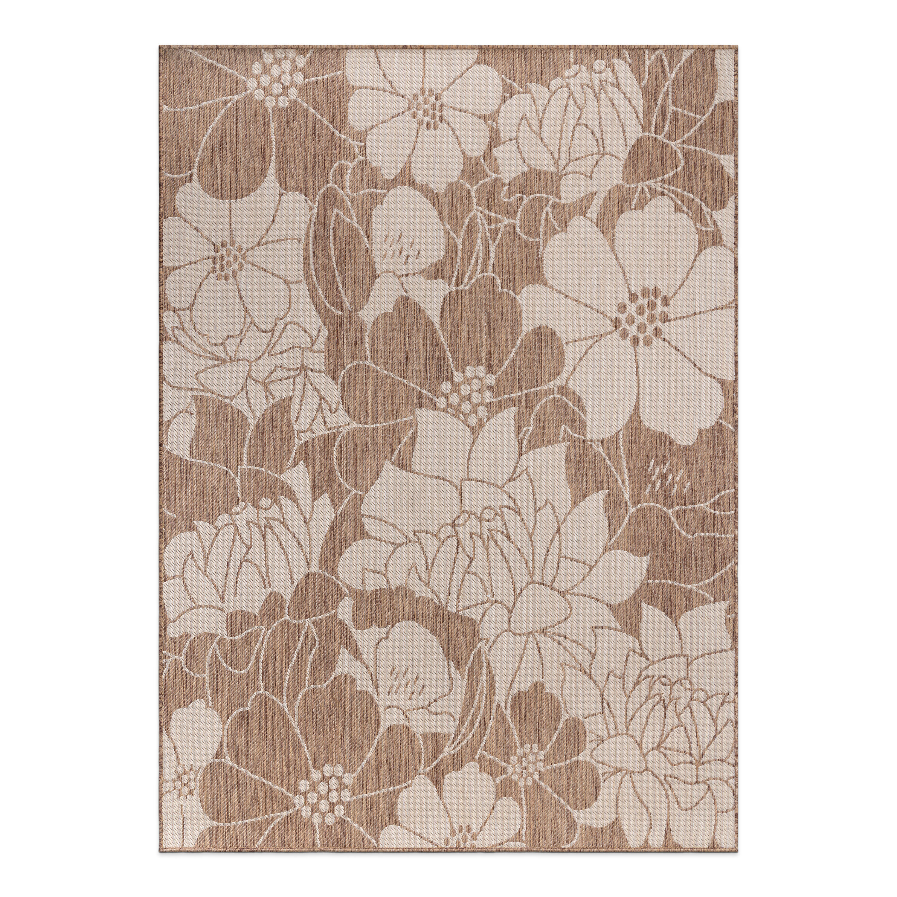 World Rug Gallery 115BROWN5X7 Summer 5 x 7 (ft) Loomed Polypropylene Brown Rectangular Indoor/Outdoor Floral/Botanical Tropical Area rug
