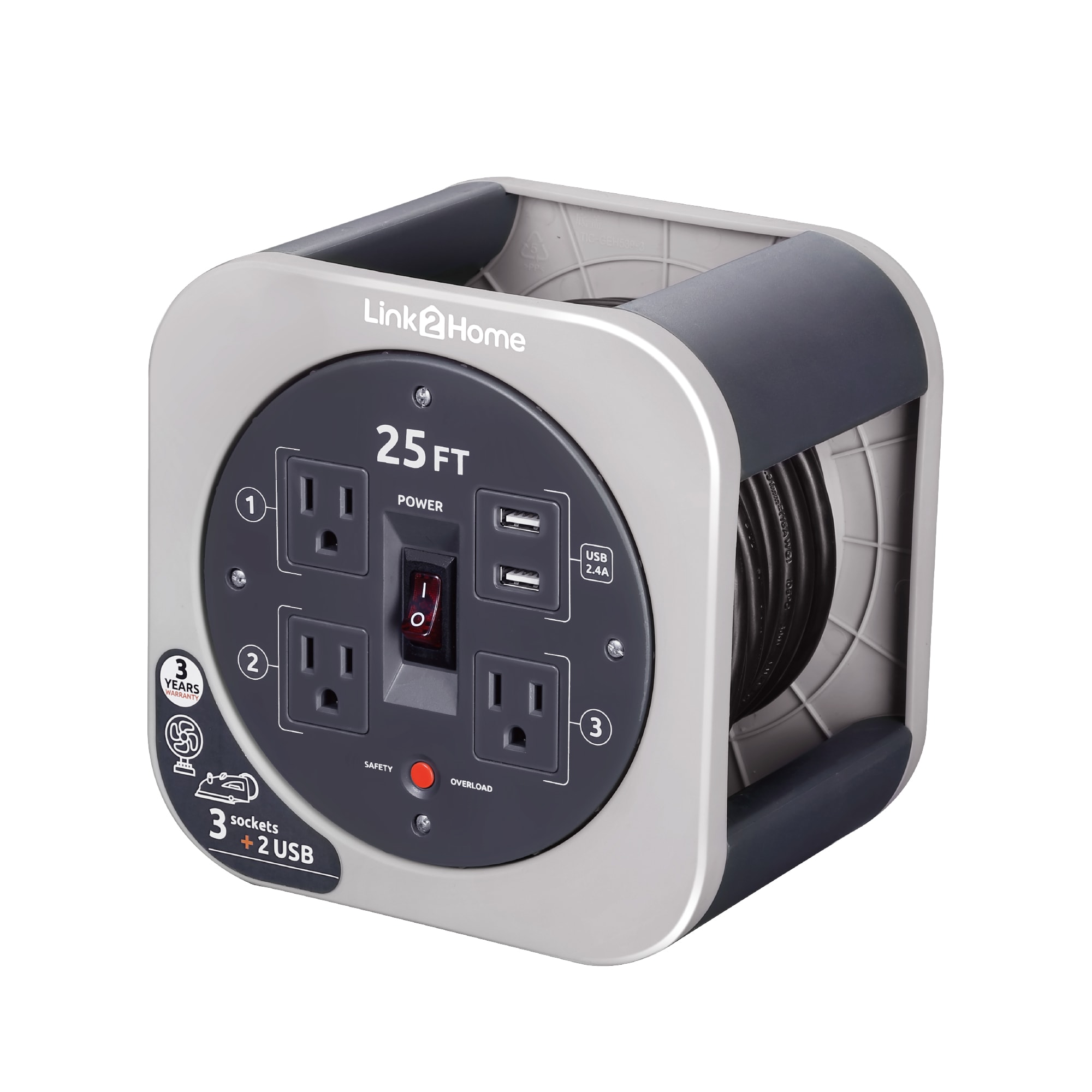 LINK2HOME Gray Extension Cords & Surge Protectors at