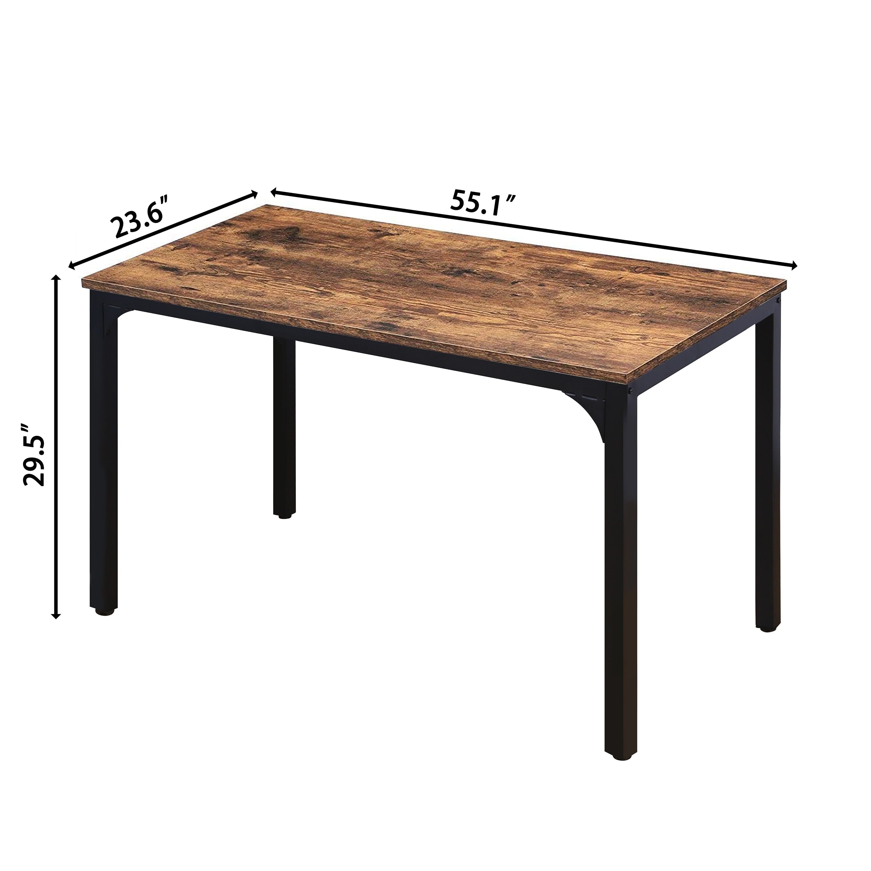 VEIKOUS HP0401-02 Brown Contemporary/Modern Dining Table, Wood with Black Metal 55.1-in L x 29.5-in H