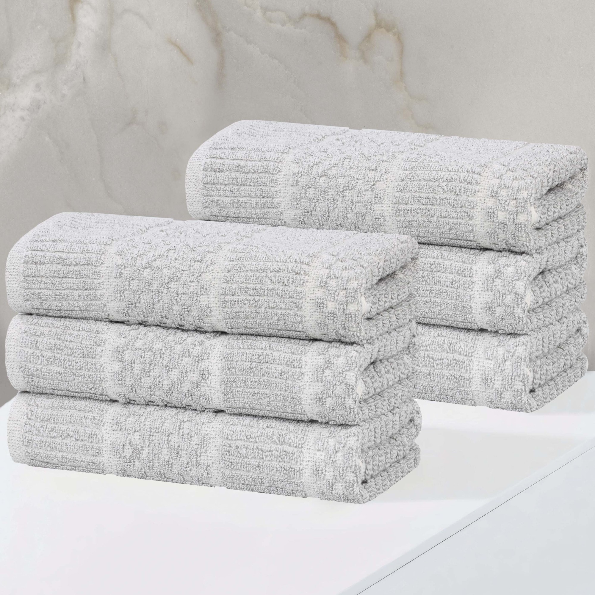 Superior Naples Viscose Cotton Blend Medium Weight Solid Hand Towels, Set of 6