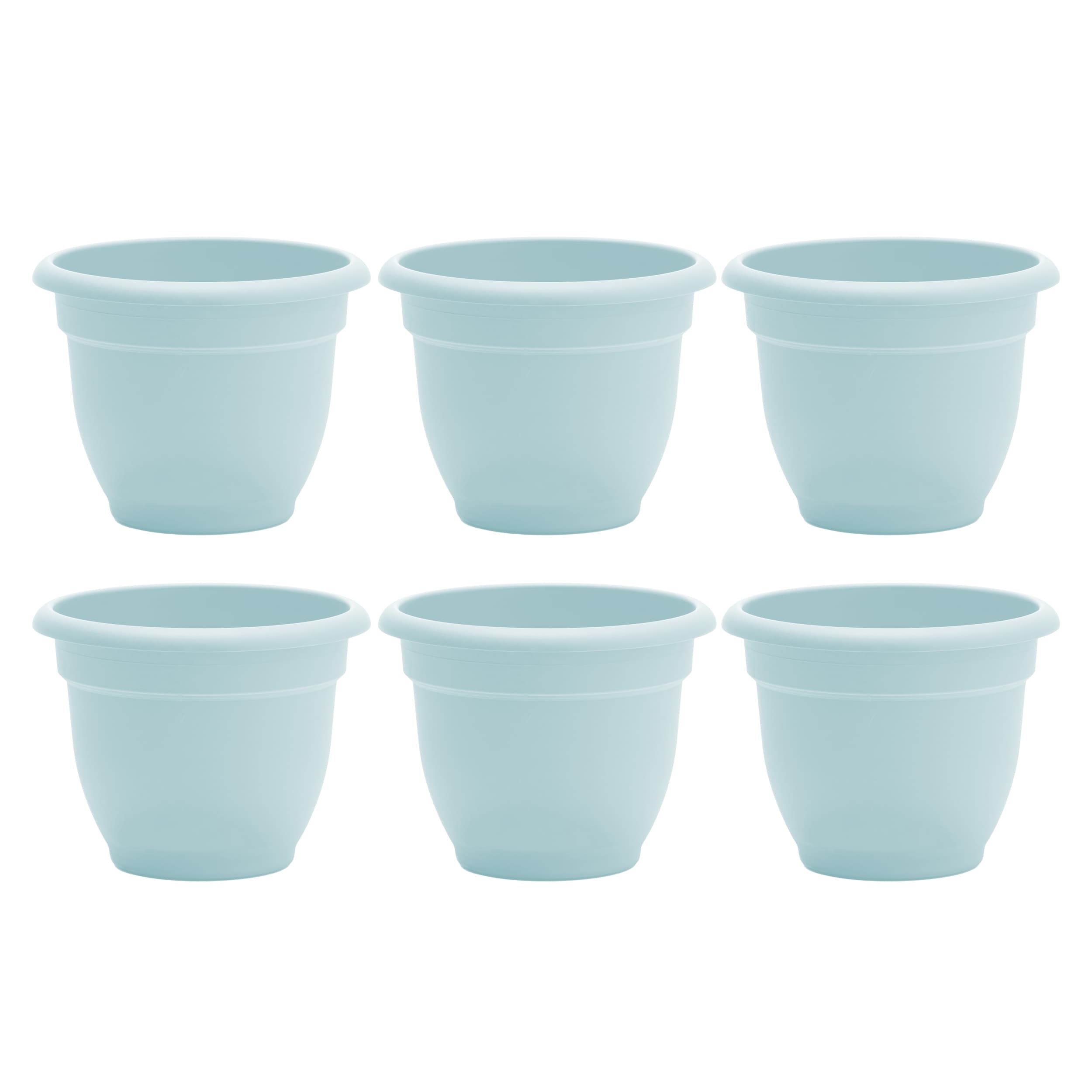 Bloem DCB-APMIX60 6 -Pack Round 8.75-Inches W Small Blue Plastic Indoor/Outdoor Planter with Drainage Holes with Self Watering