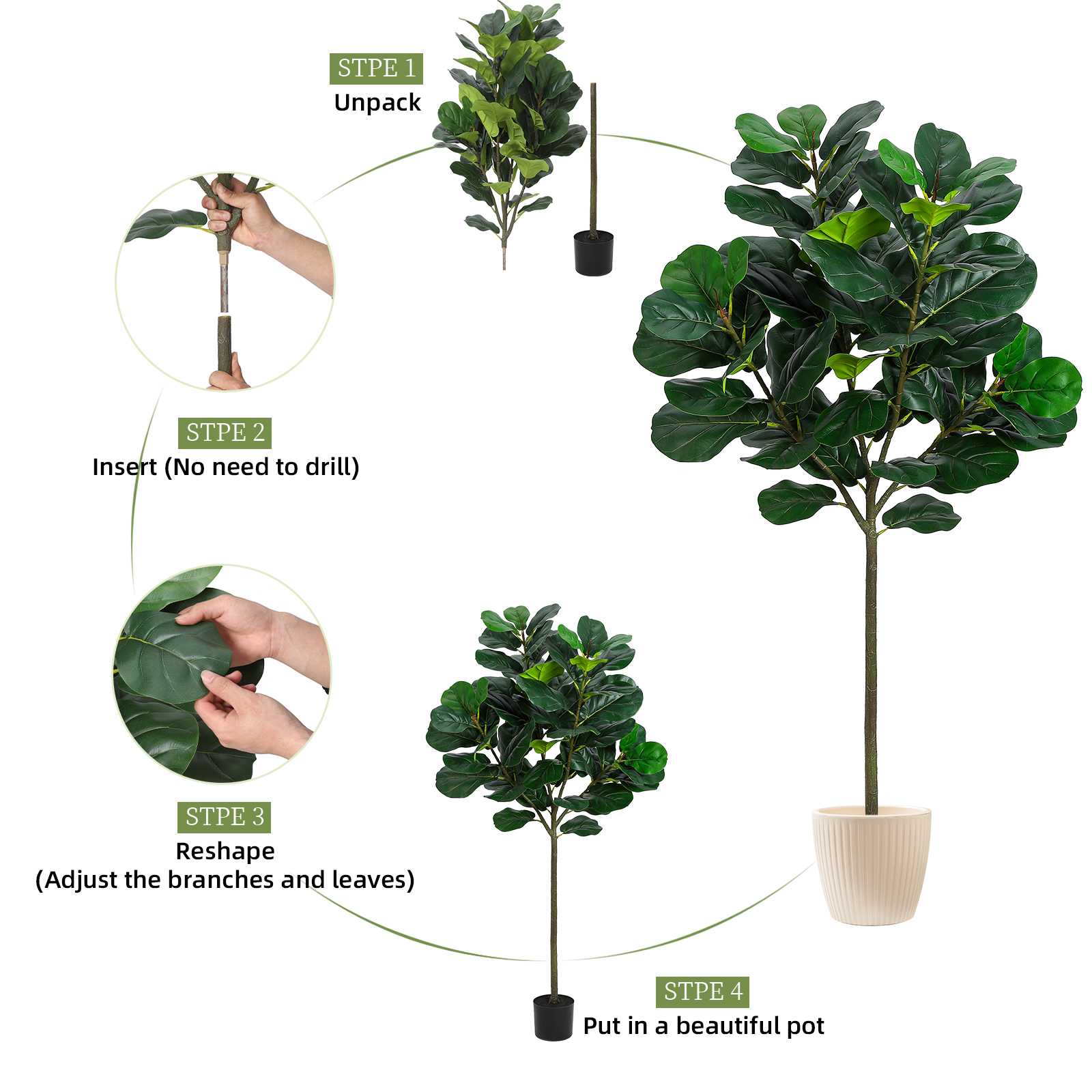 Qeetex JXNAG-PHO-140PUPNK Artificial-Plants-Trees - View #2