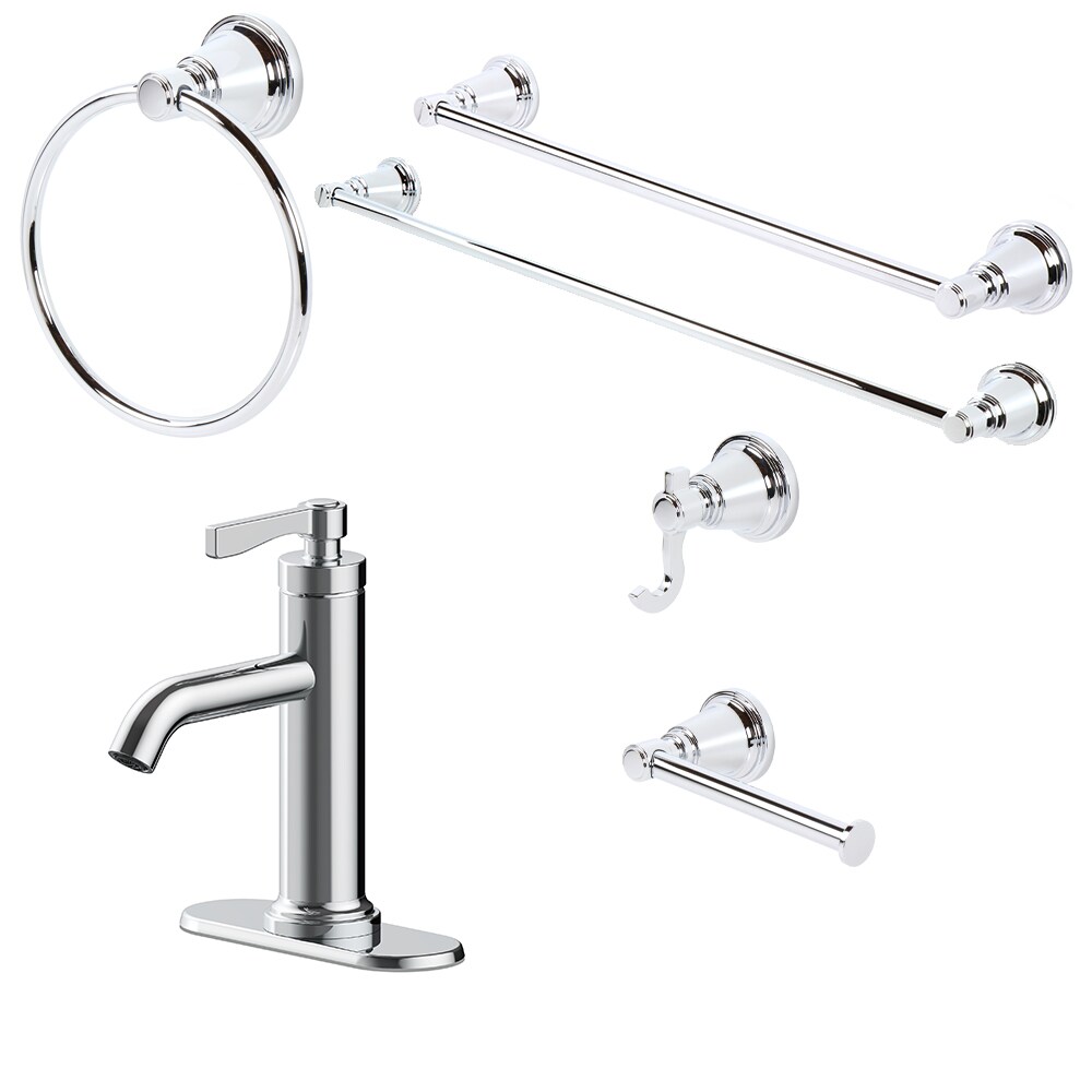 allen + roth  Townley Chrome 1-handle Sink Faucet and Bath Hardware Collection