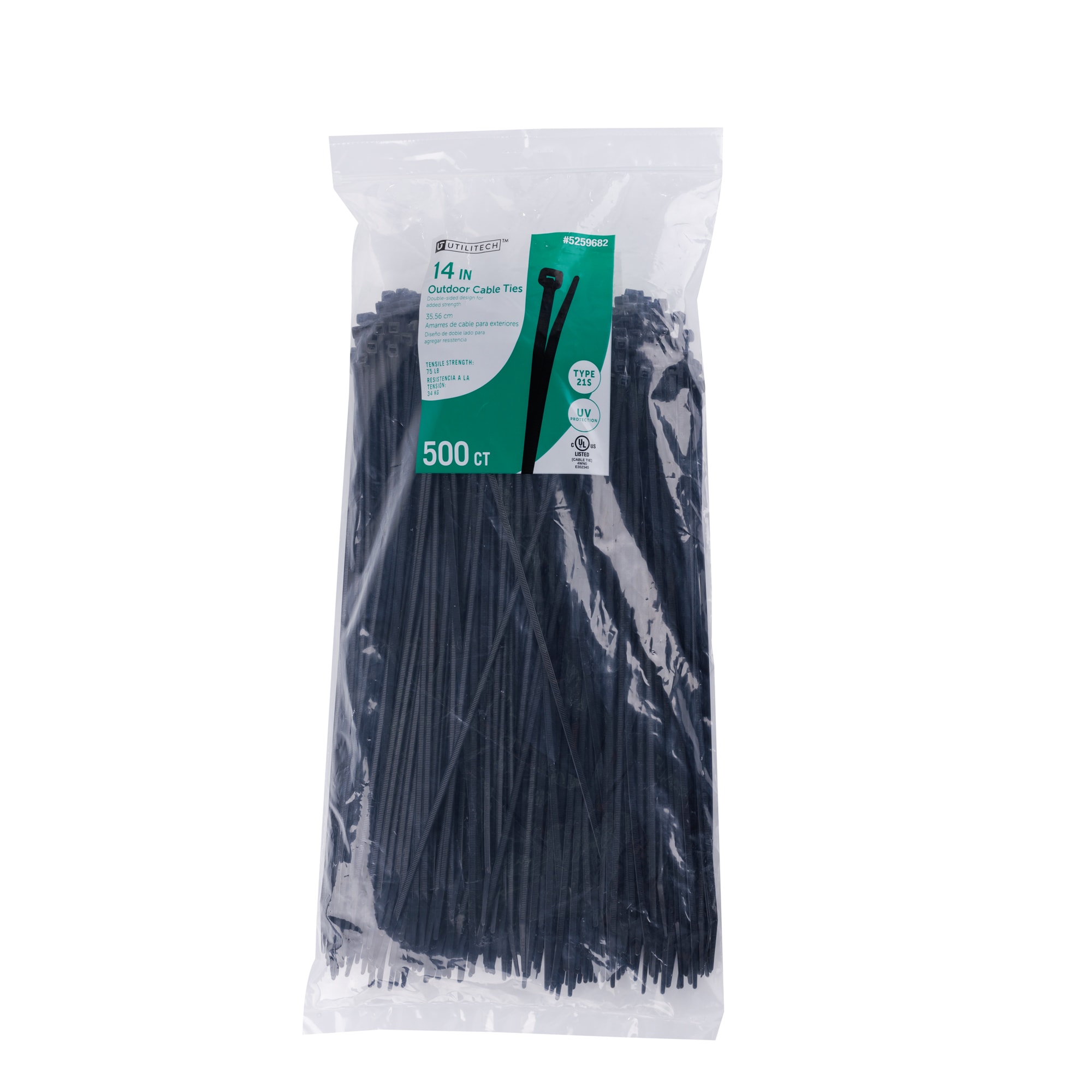 Utilitech 14-in Nylon Zip ties Black with UV Protection ( 500 -Pack) #SGY-CT114