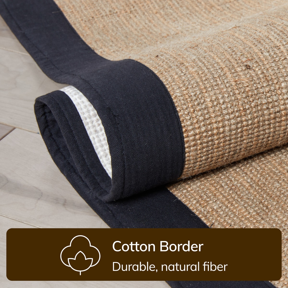 Handwoven Black Border Natural Jute 5' x 7' Area Rug