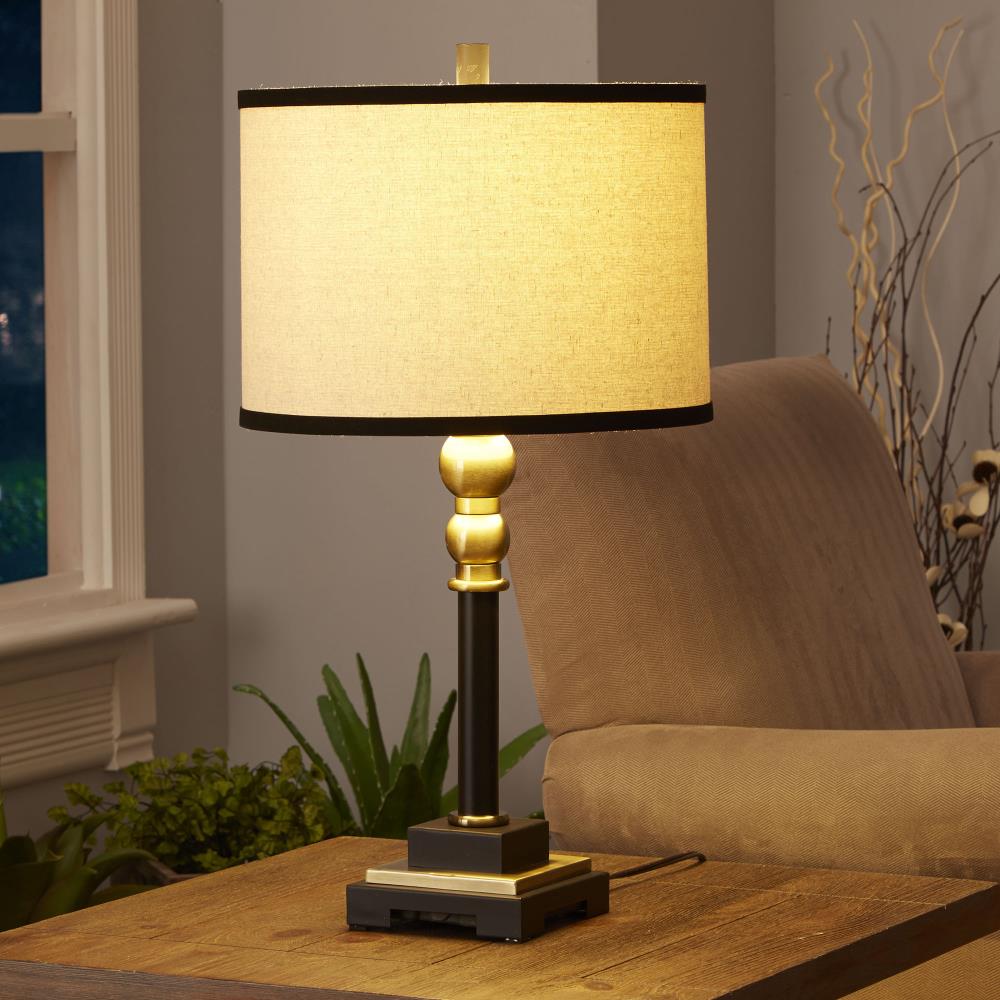 Cheyenne Products 27.5-in Gold and Black Table Lamp with Fabric Shade ...