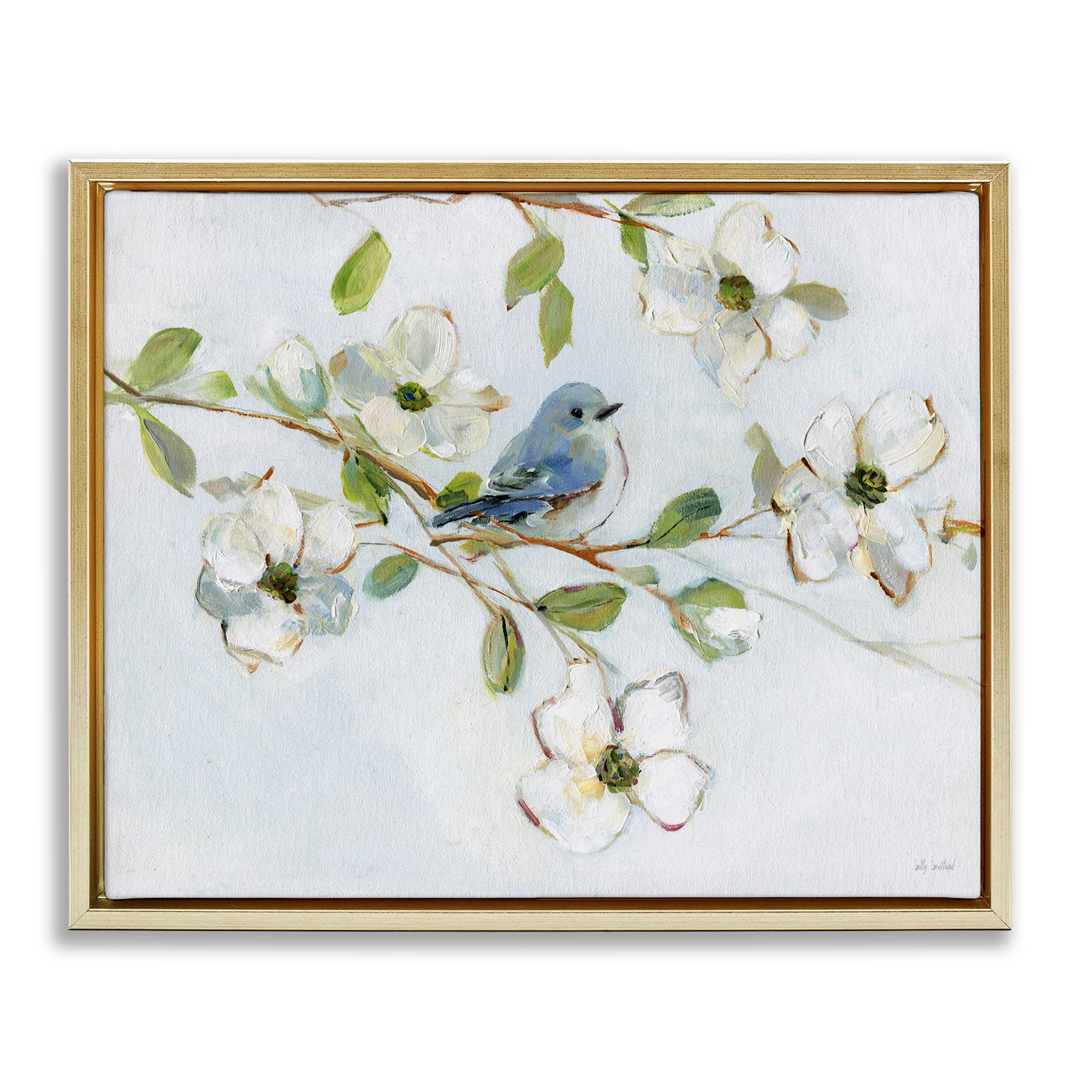 Stupell Industries BS-232-FFG-16X20 Bird Perched on Dogwood Floating Frame design by Sally Swatland