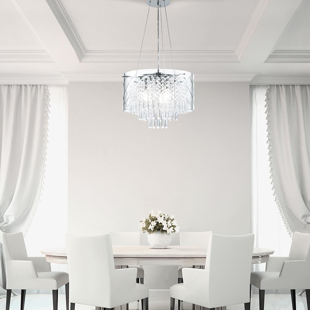 Style Selections Royalston 3-Light Chrome Modern/Contemporary Drum Hanging  Pendant Light at