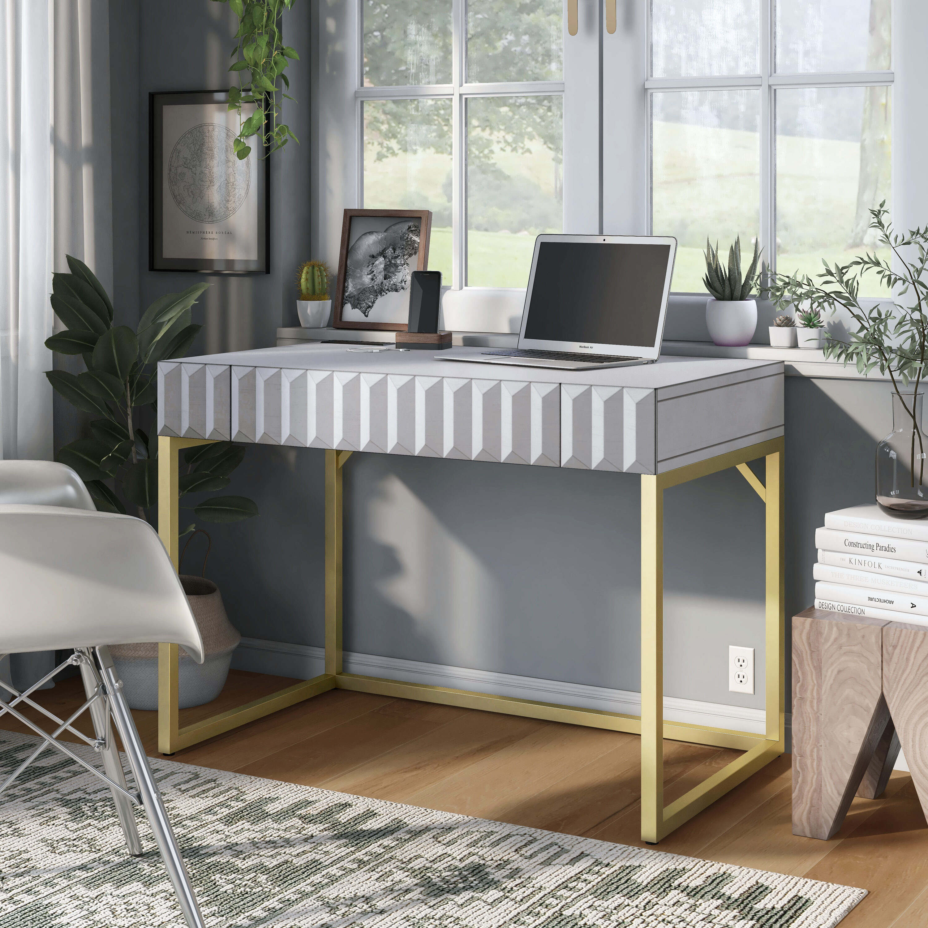 Furniture of America IDF-DK406WH-USB desks - View #6