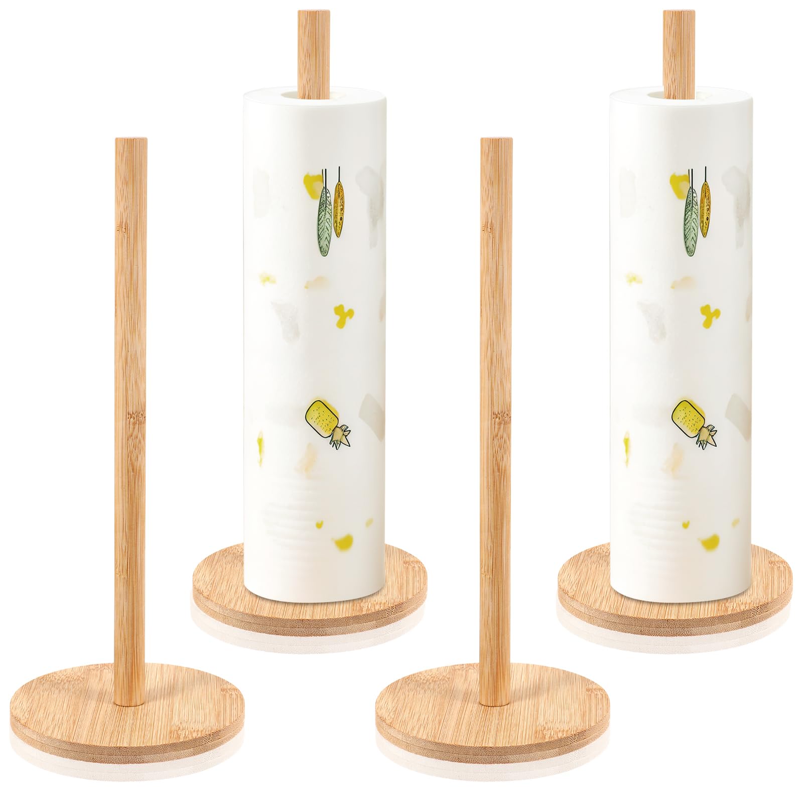 Yichuhaoxi  Wooden Paper Towel Holder Stand Kitchen Bathroom Countertop Roll Organizer Bamboo Wood Durable Stable durable home and garden