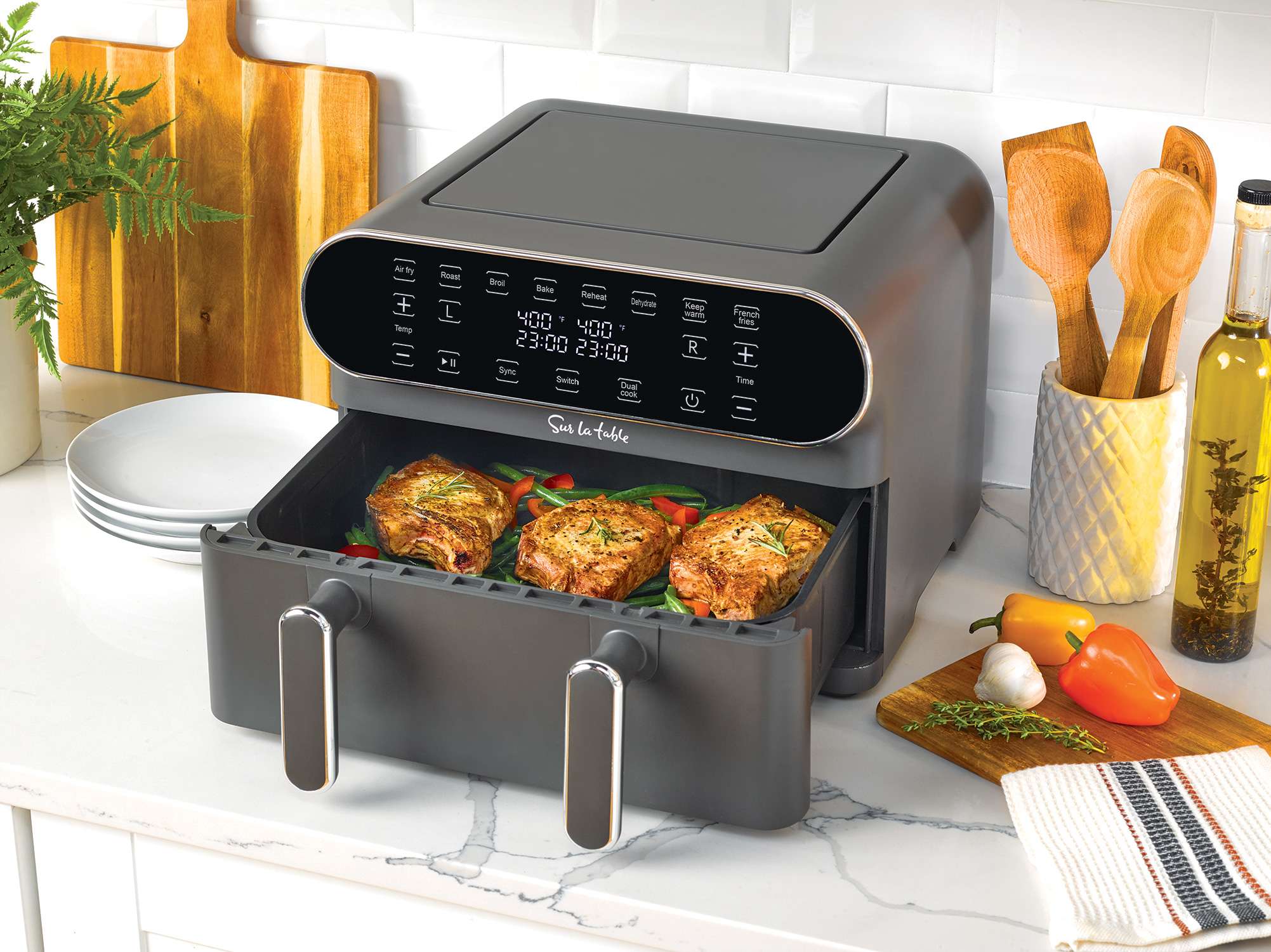 Sur La Table SLT1805 Single or Double Basket Air Fryer 11 qt SLT 1805
