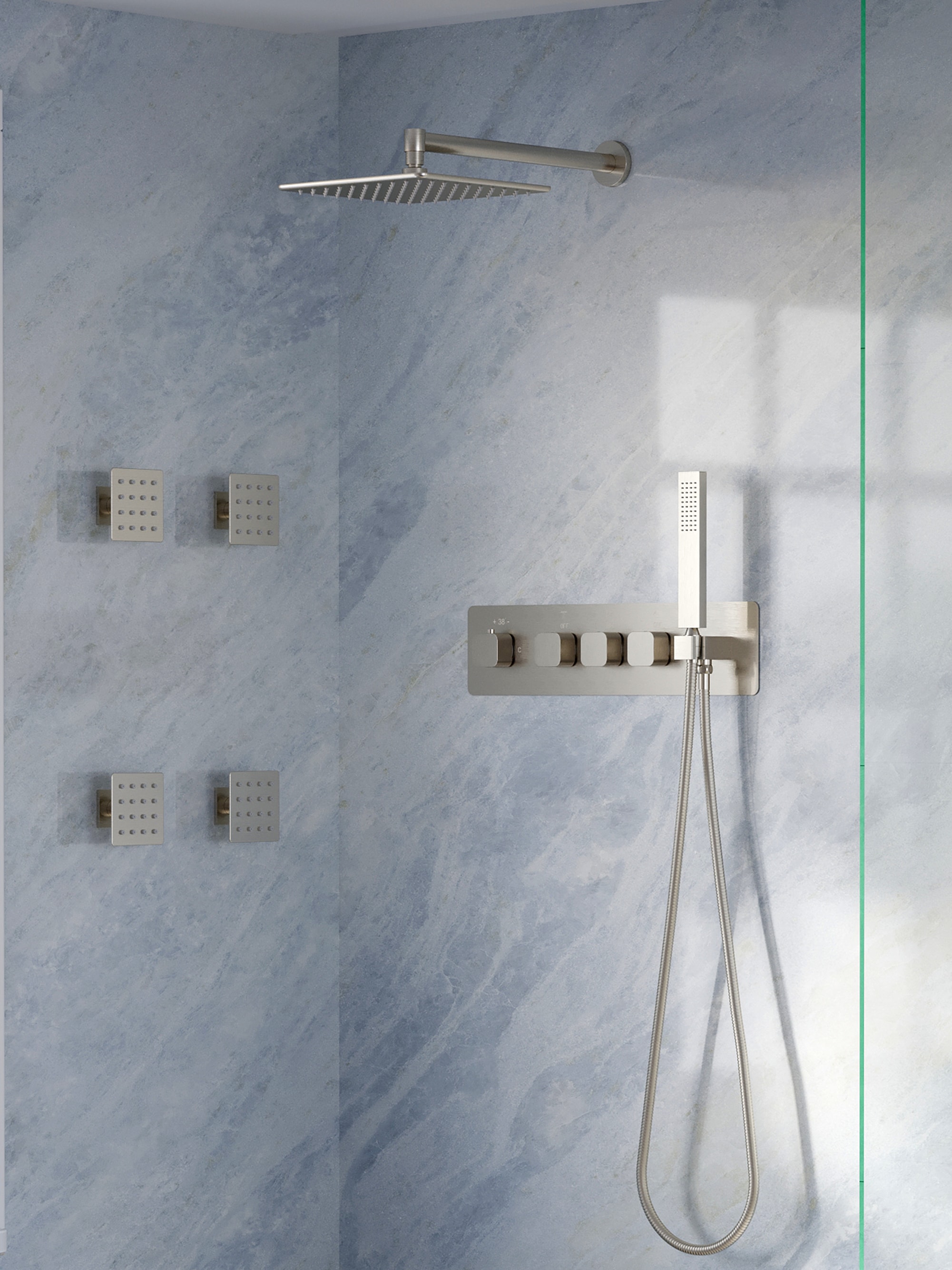 WELLFOR WB-85043-BG Showerhead-Bar-Panels - View #6