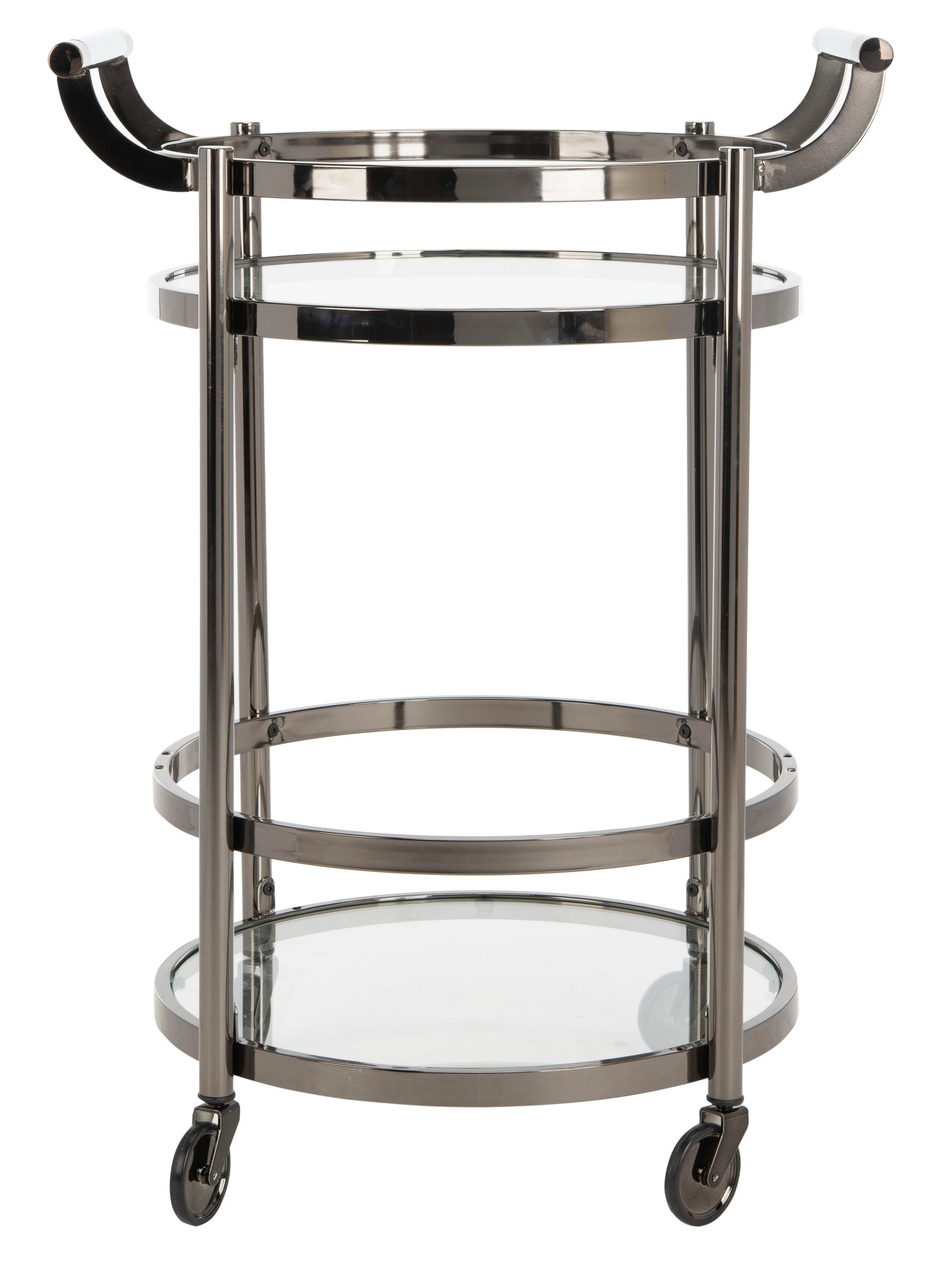 Safavieh Gray Metal Base with Glass Top Rolling Kitchen Cart (23.8-in x ...