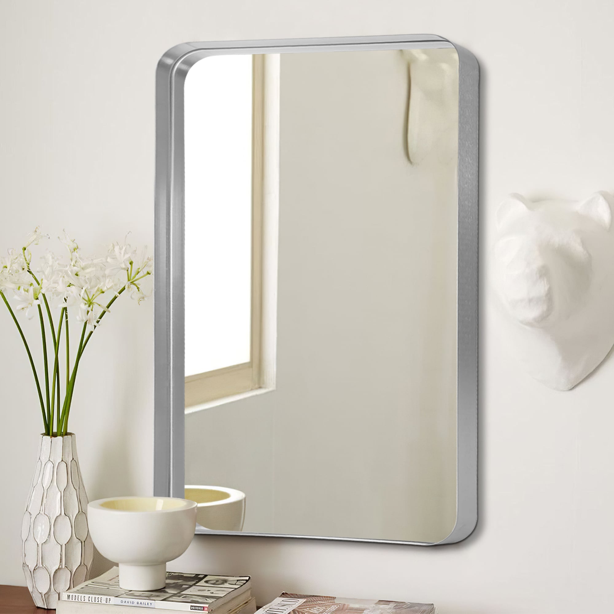 NeuType 28 inch Round Mirror Circle Mirrors , Gold , Wall Mounted Deep Set  Aluminum Alloy Frame for Bathroom, Living Room, Bedroom