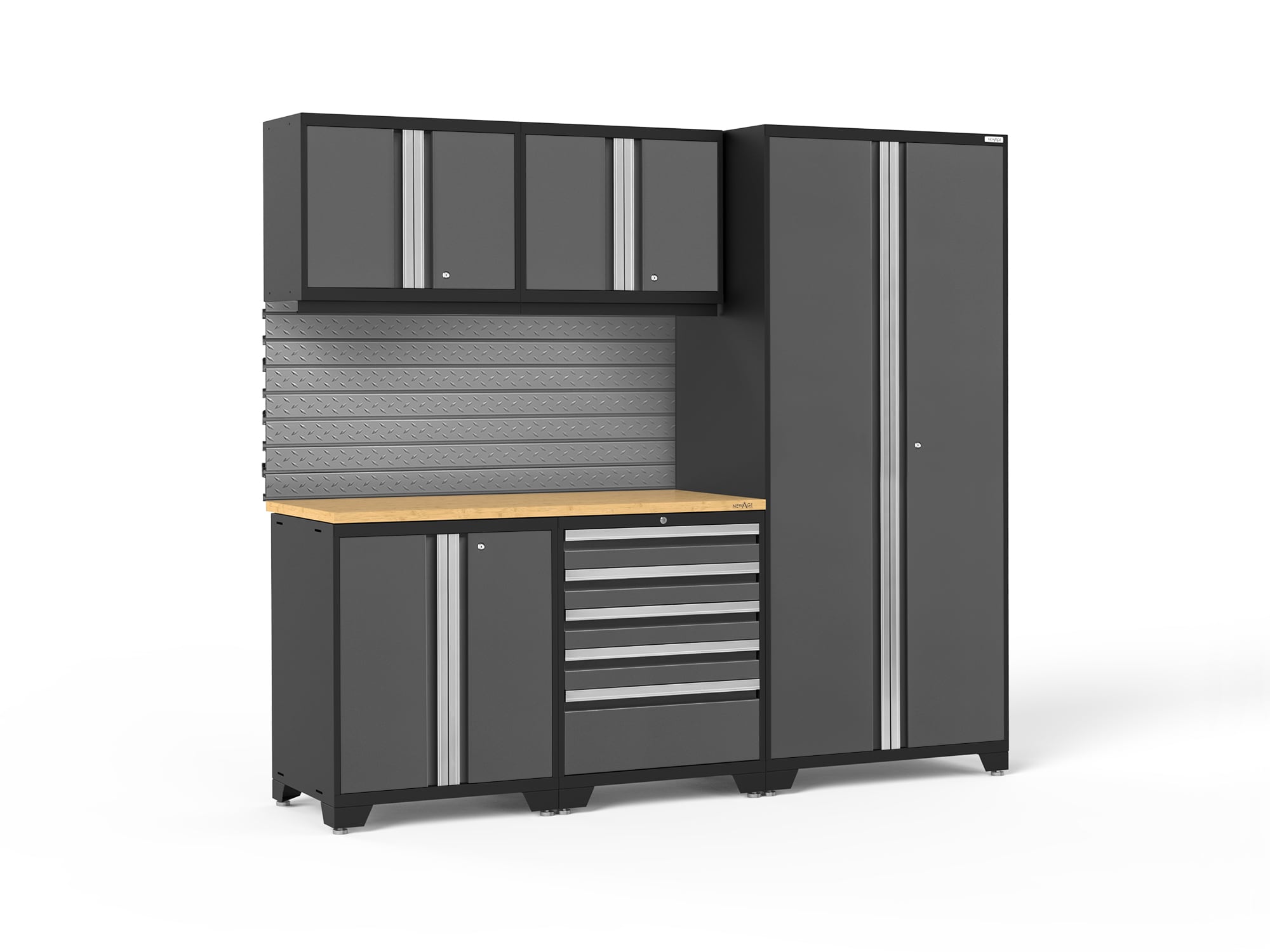 NewAge Products 5-Cabinets Steel Garage Storage System in Charcoal Gray ...
