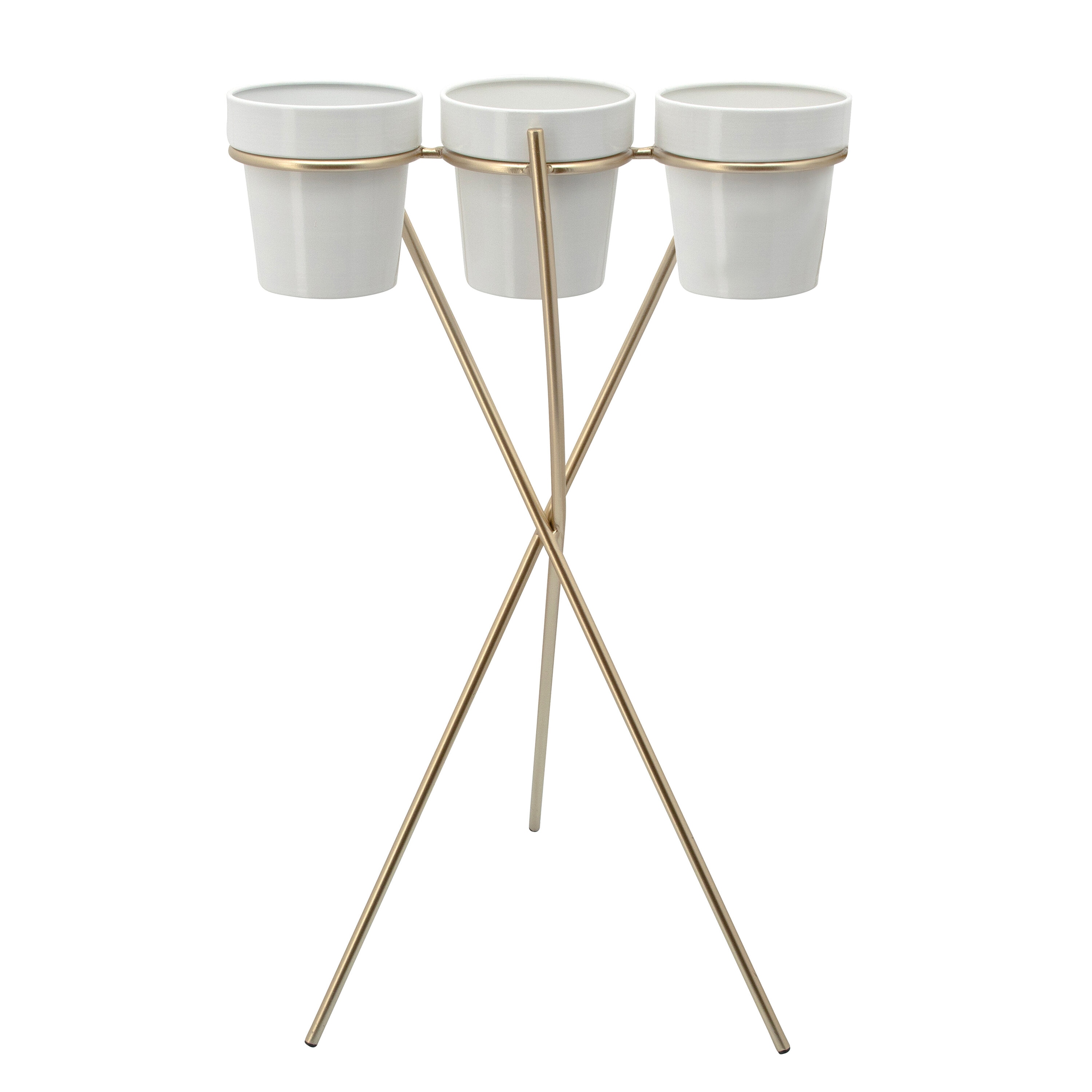 Sagebrook Home 16059 Round 16-in W x 26-in H White Metal Indoor/Outdoor Planter