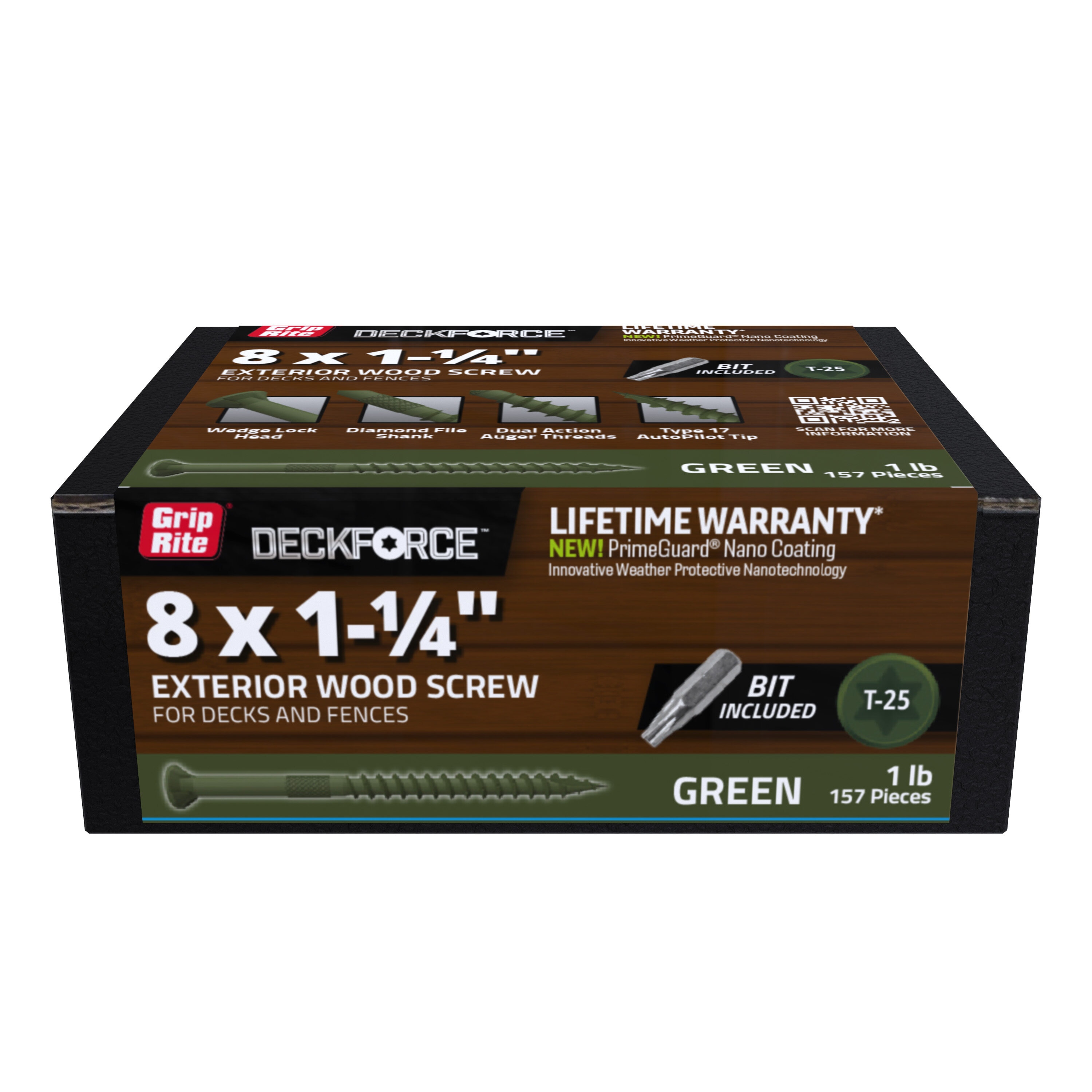DeckForce by Grip Rite GRDF114STGR1 #8 x 1-1/4-in Wood to wood Deck Screws ( 157 -Per Box )
