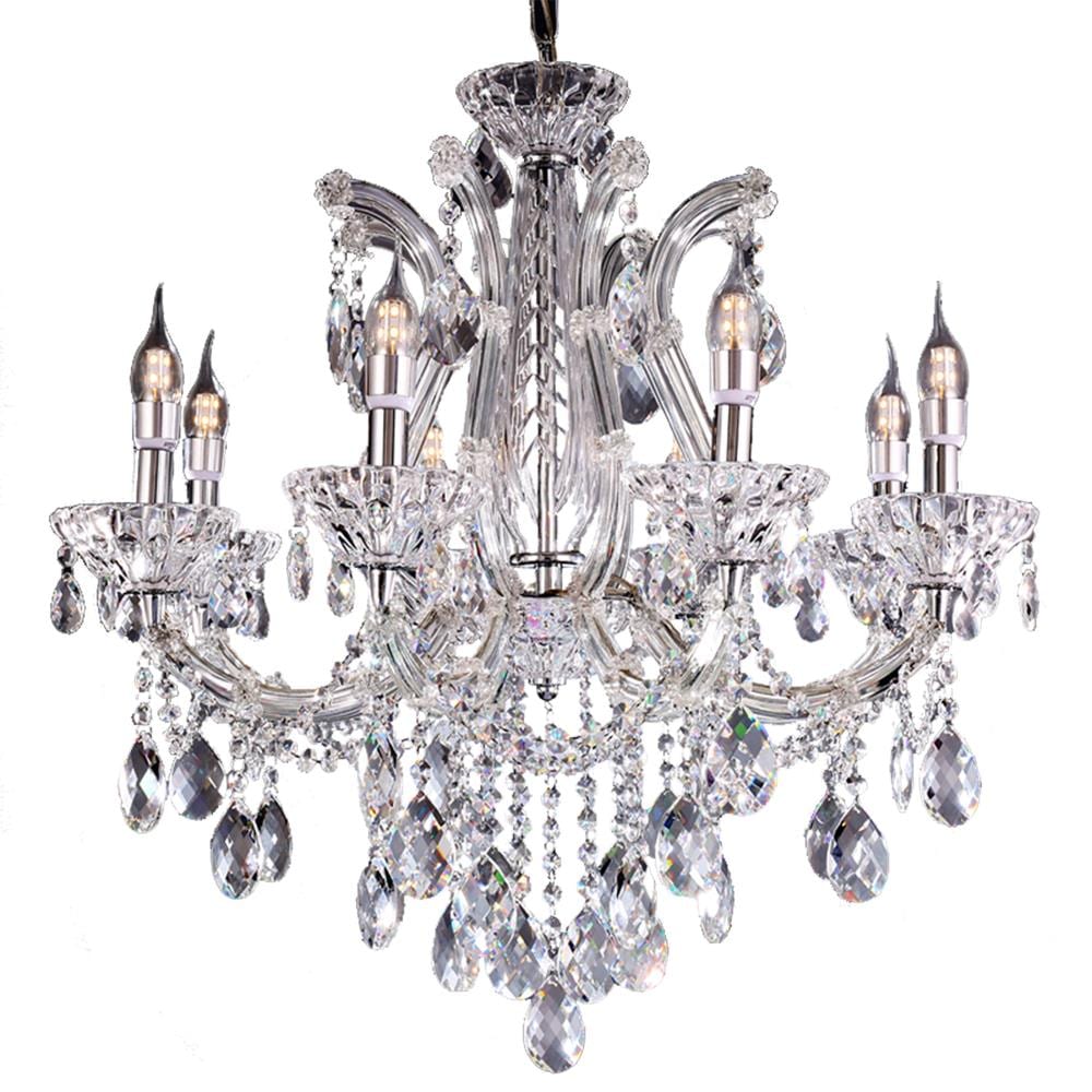 ORE International K-5803H 8 -Light Polished Clear Transitional Crystal For Use in Bedrooms, Dining Rooms, Foyers, Kitchens, Living Rooms Chandelier