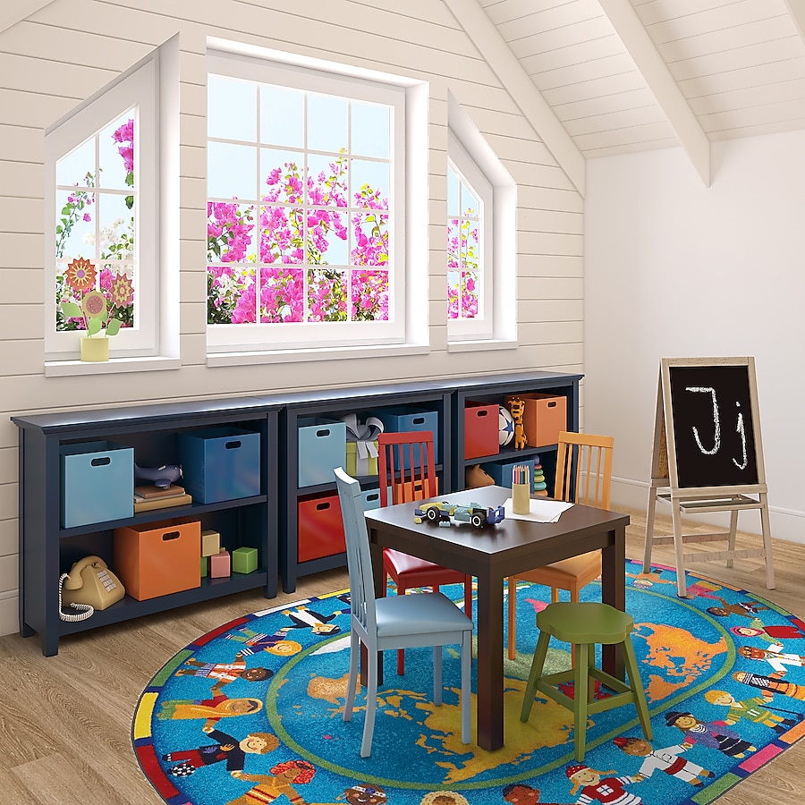 Joy Carpets Children of Many Cultures 5 x 8 Blue Indoor Border Kids Area Rug Joy Carpets Children of Many Cultures 5 x 8 Blue Indoor Border Kids Area Rug