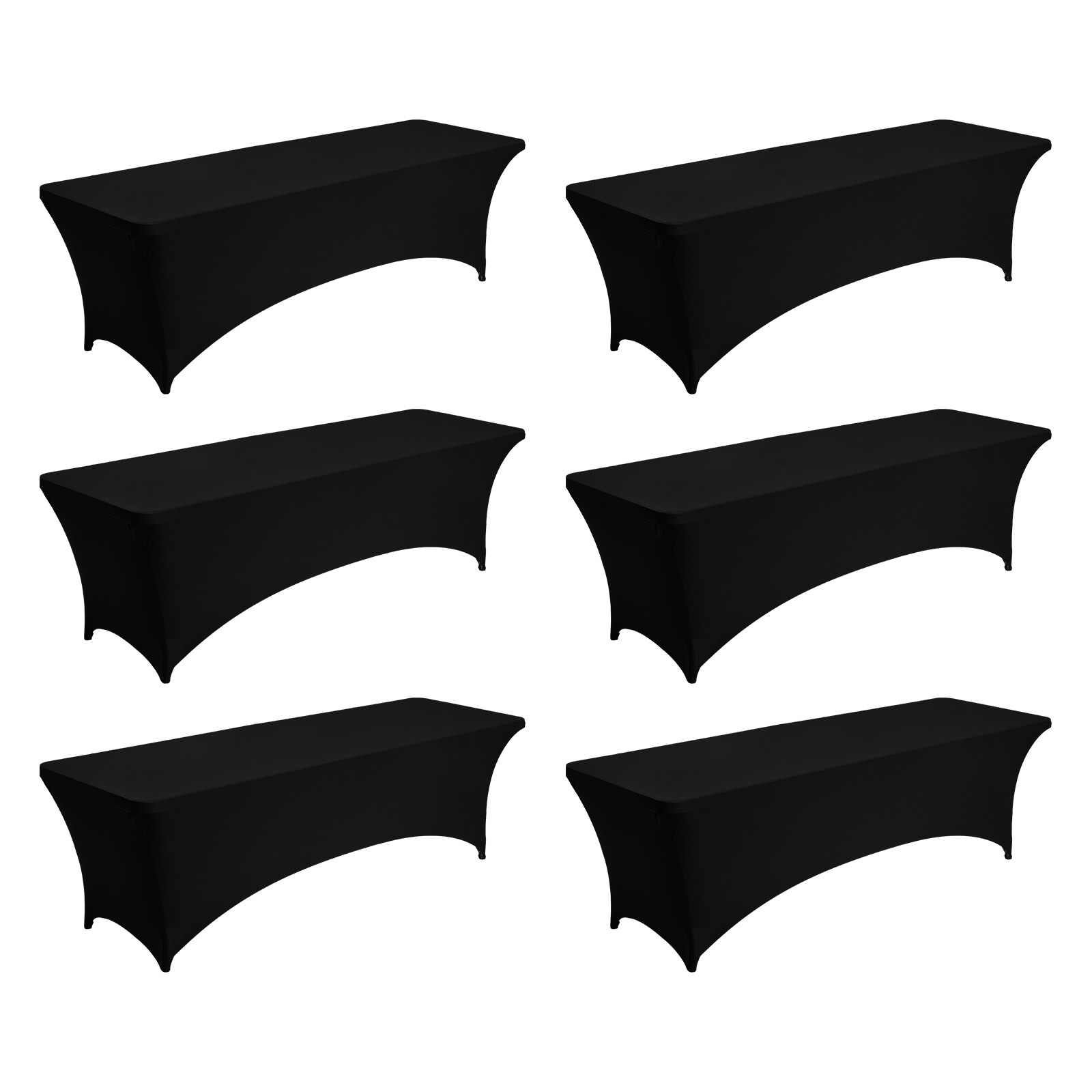 VELMONT INC  6 Pack Black Spandex Table Cloths for 8 Foot Rectangular Tables Washable Fitted Covers