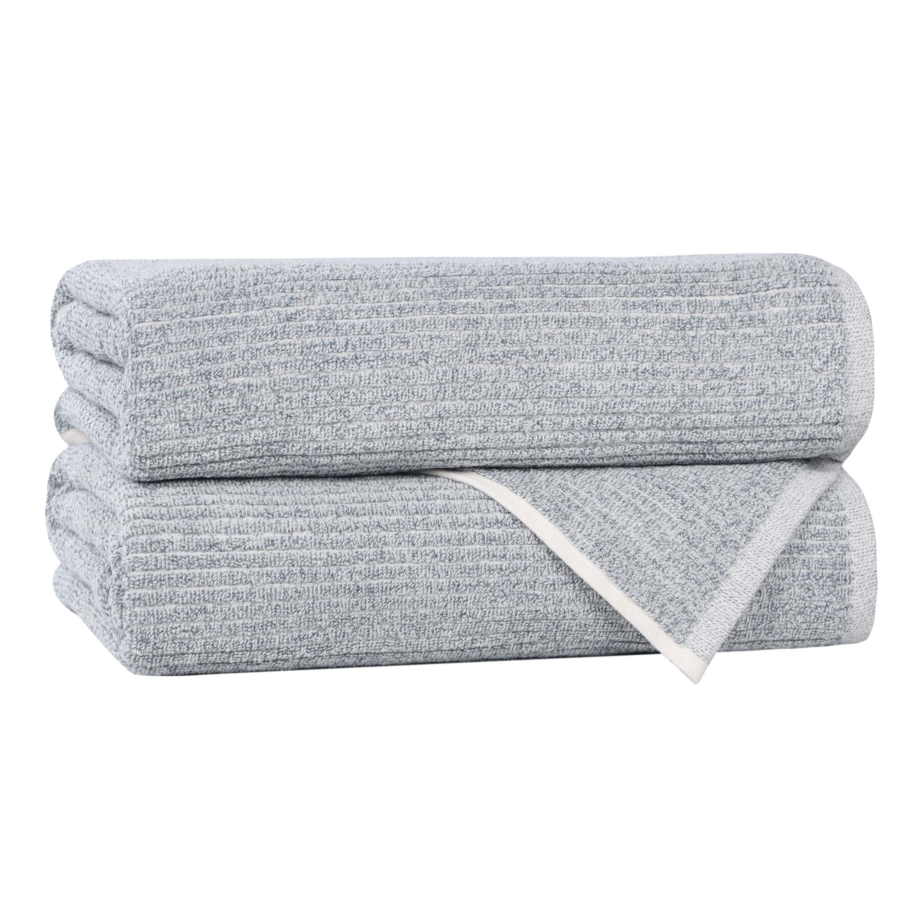 Superior 2 -Piece Denim Blue Cotton Quick Dry Bath towel set