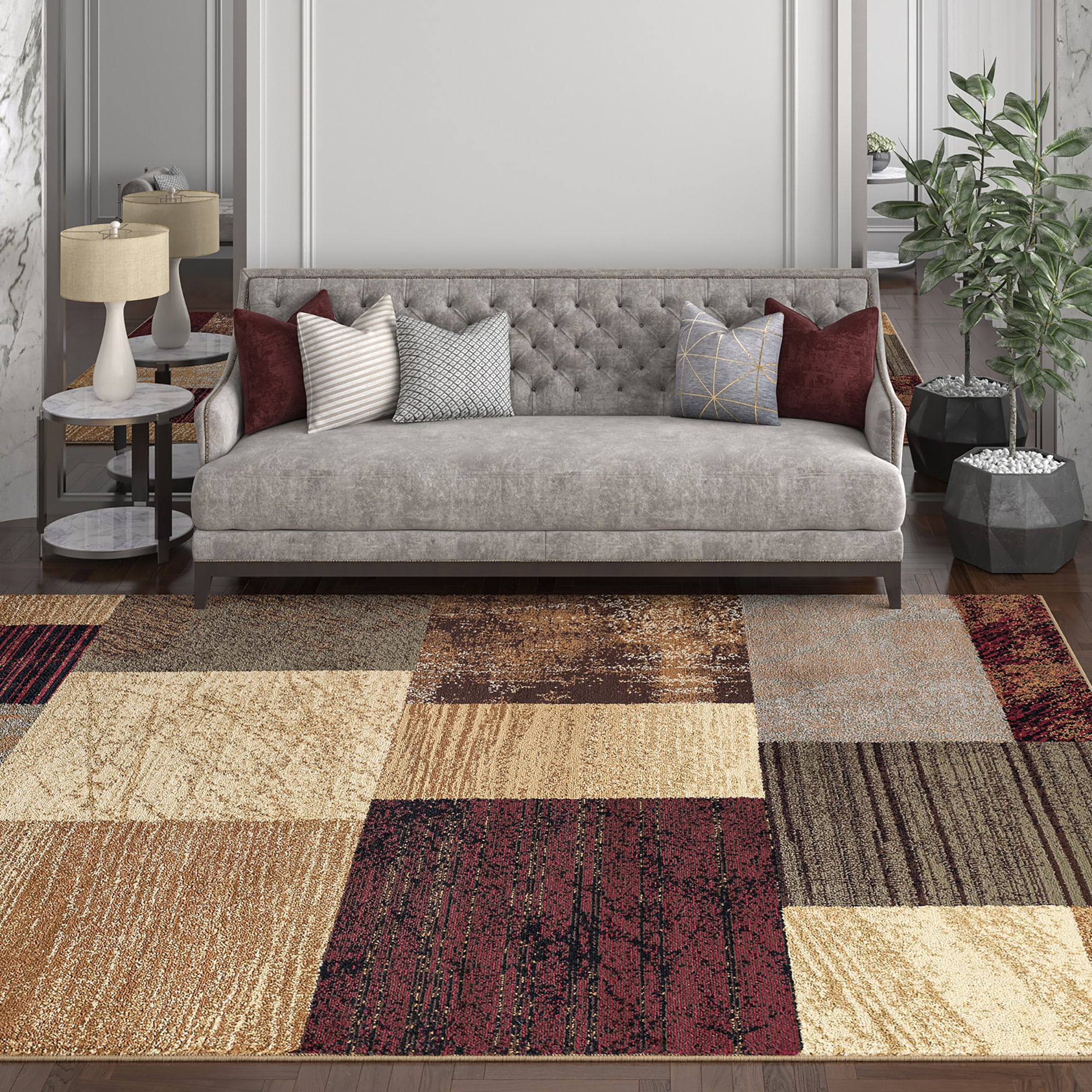 Tayse Modern/Contemporary Multi 5 x 7 Ft. Indoor Area Rug - Durable ...