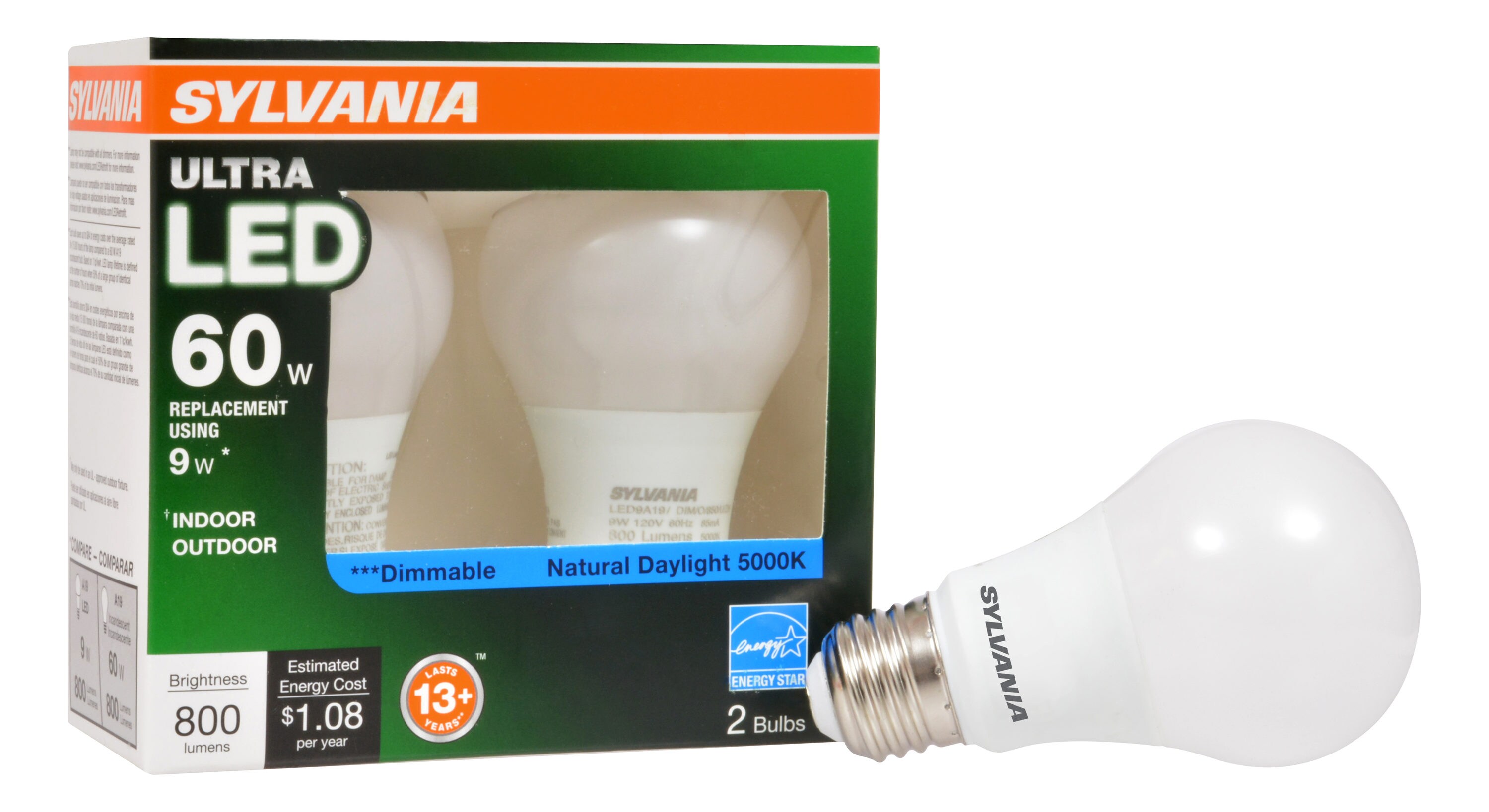 SYLVANIA 60-Watt EQ A19 Daylight Medium Base (E-26) Dimmable Light Bulb ...