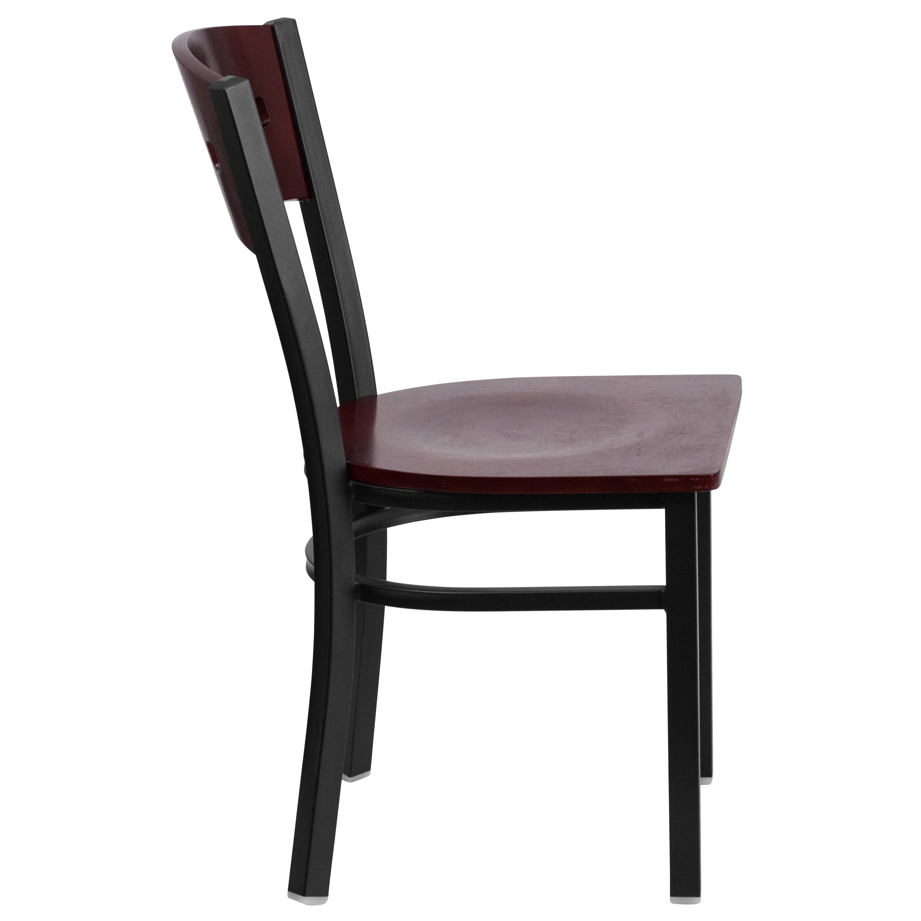 Elegant Ladderback 32" Mahogany and Black Metal Side Chair
