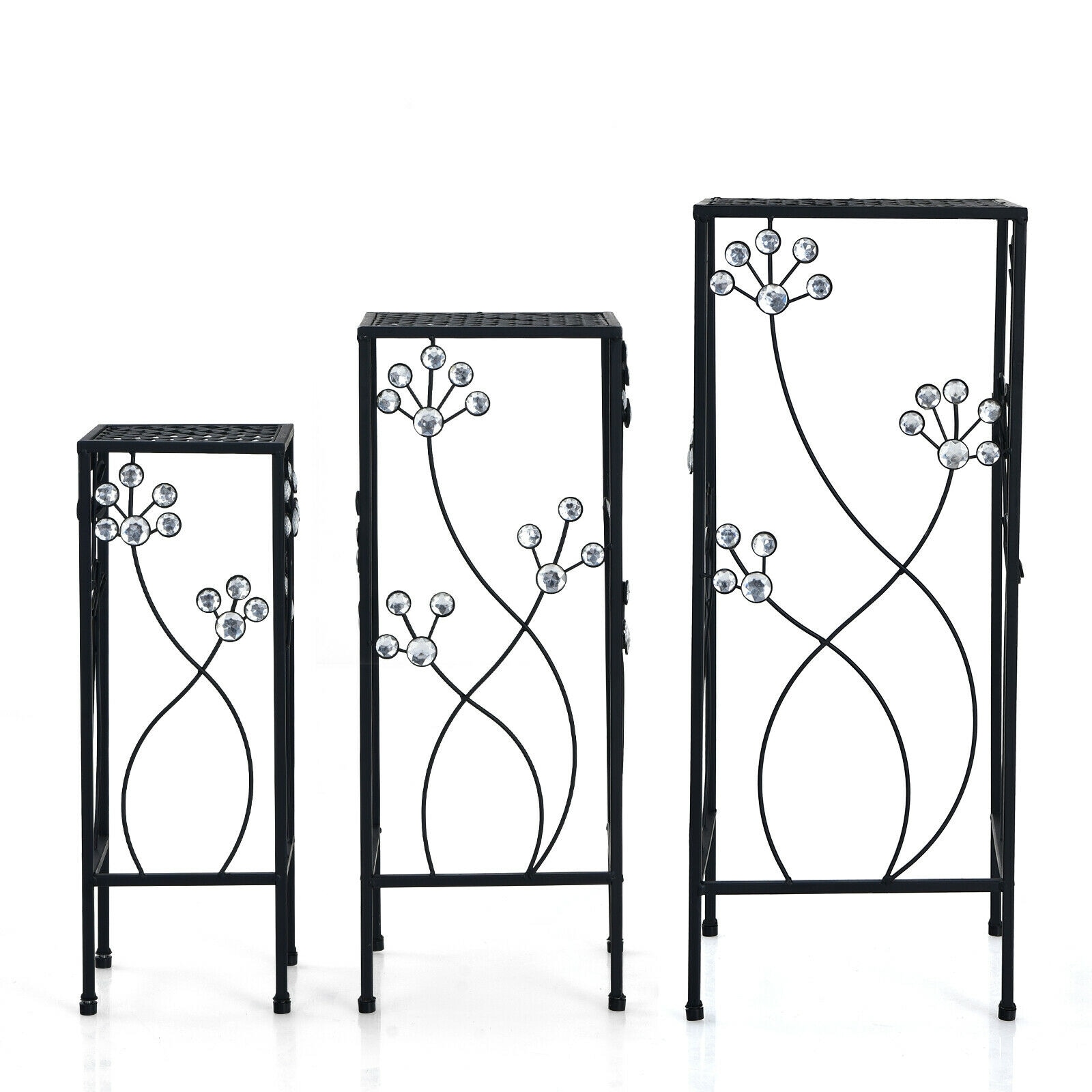 Forclover CTWE-NP10275BK Plant Stand 28-Inches H x 11-Inches W Black Indoor/Outdoor Rectangular Steel Plant Stand