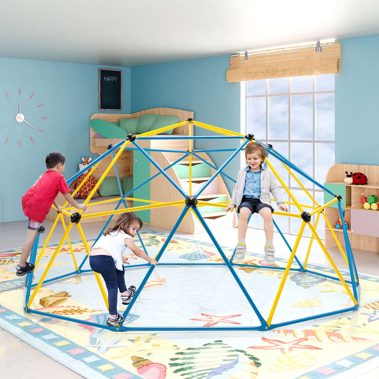 Costway 10 FT Climbing Dome with Swing Outdoor Kids Play Jungle