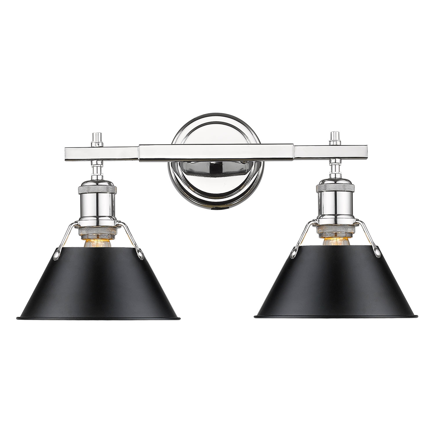 Golden Lighting 3306-BA2 CH-BLK Orwell 18.25-in 2 -Light Polished Chrome Industrial Vanity light