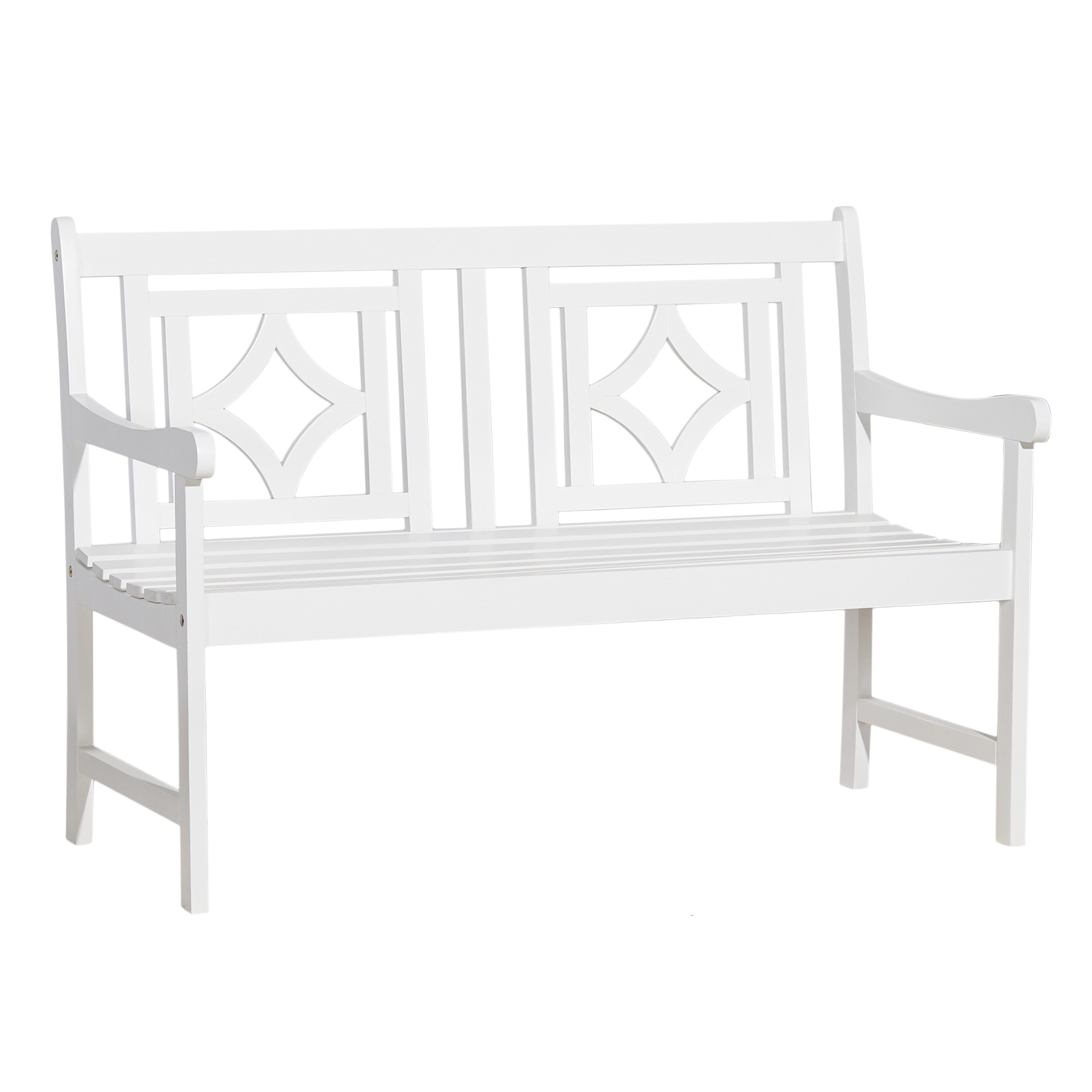 AZEN M1830 Bradley 48-Inches W x 34-Inches H White Acacia Garden Bench