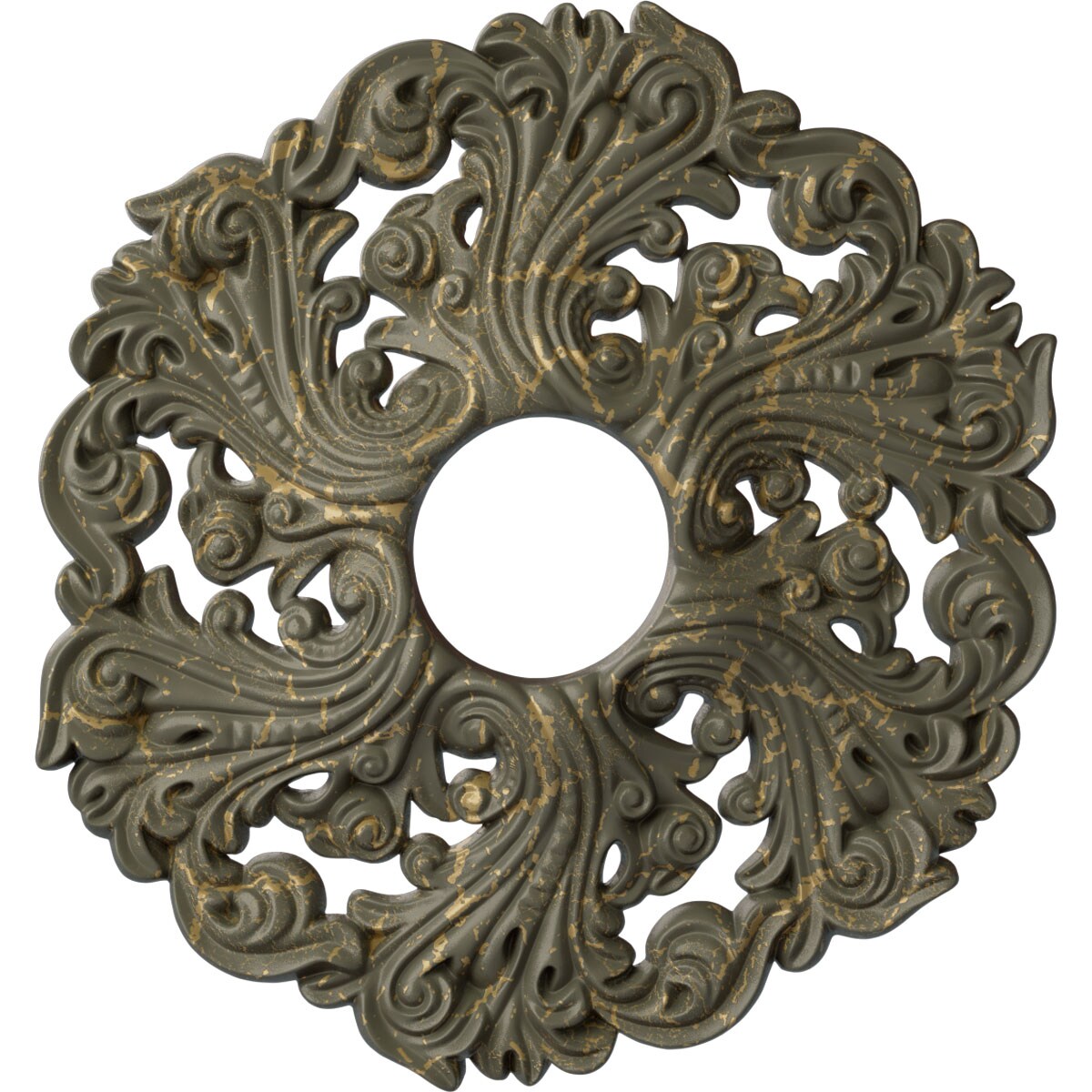 Ekena Millwork CM19ORWHC Orrington 19.625-in W x 19.625-in L Painted Witch Hazel Crackle Polyurethane Whole Ceiling Medallion