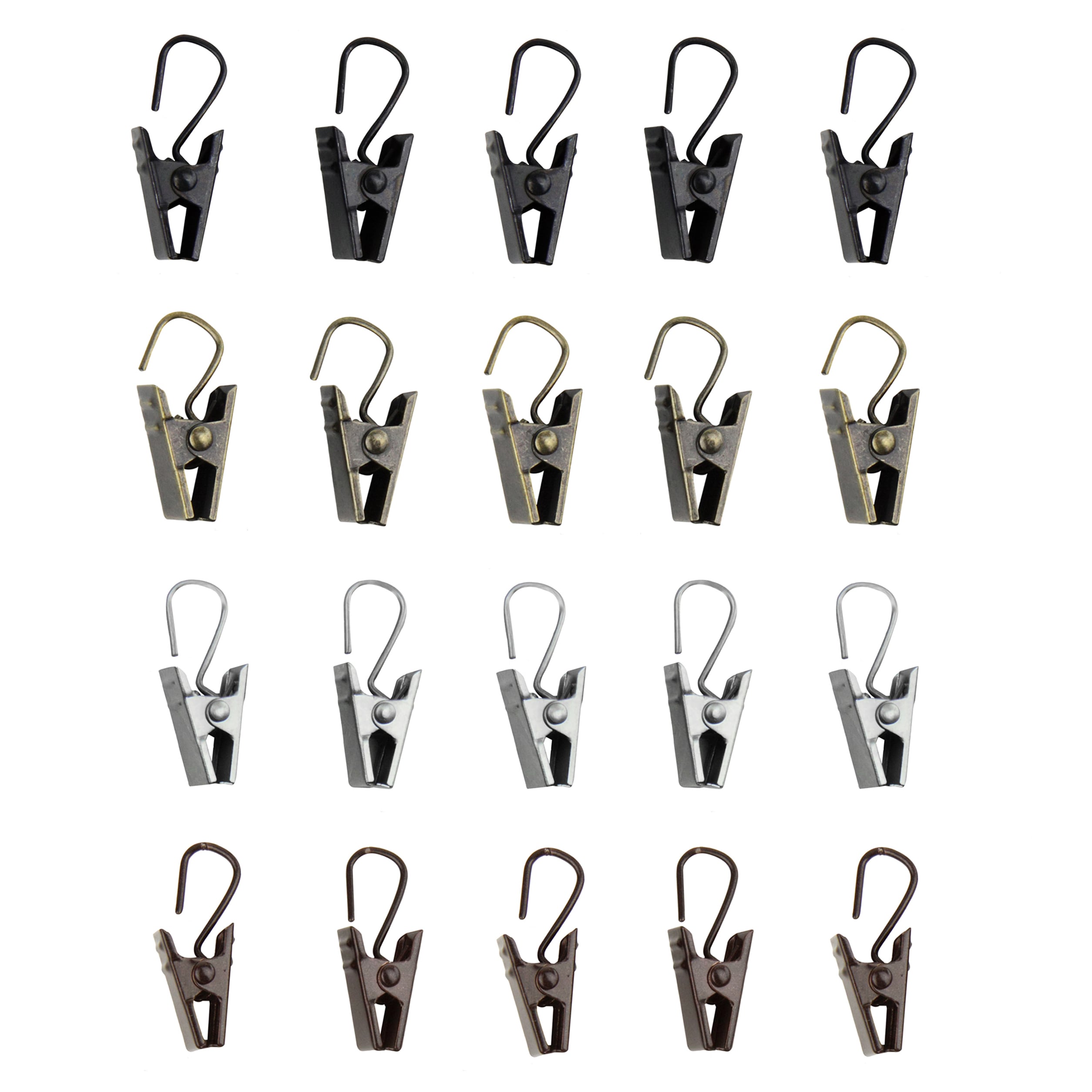 Hart & Harlow Black Steel Curtain Clip Rings - Pack of 24 Clips with Hooks  - Available in Various Finishes in the Curtain Rings department at