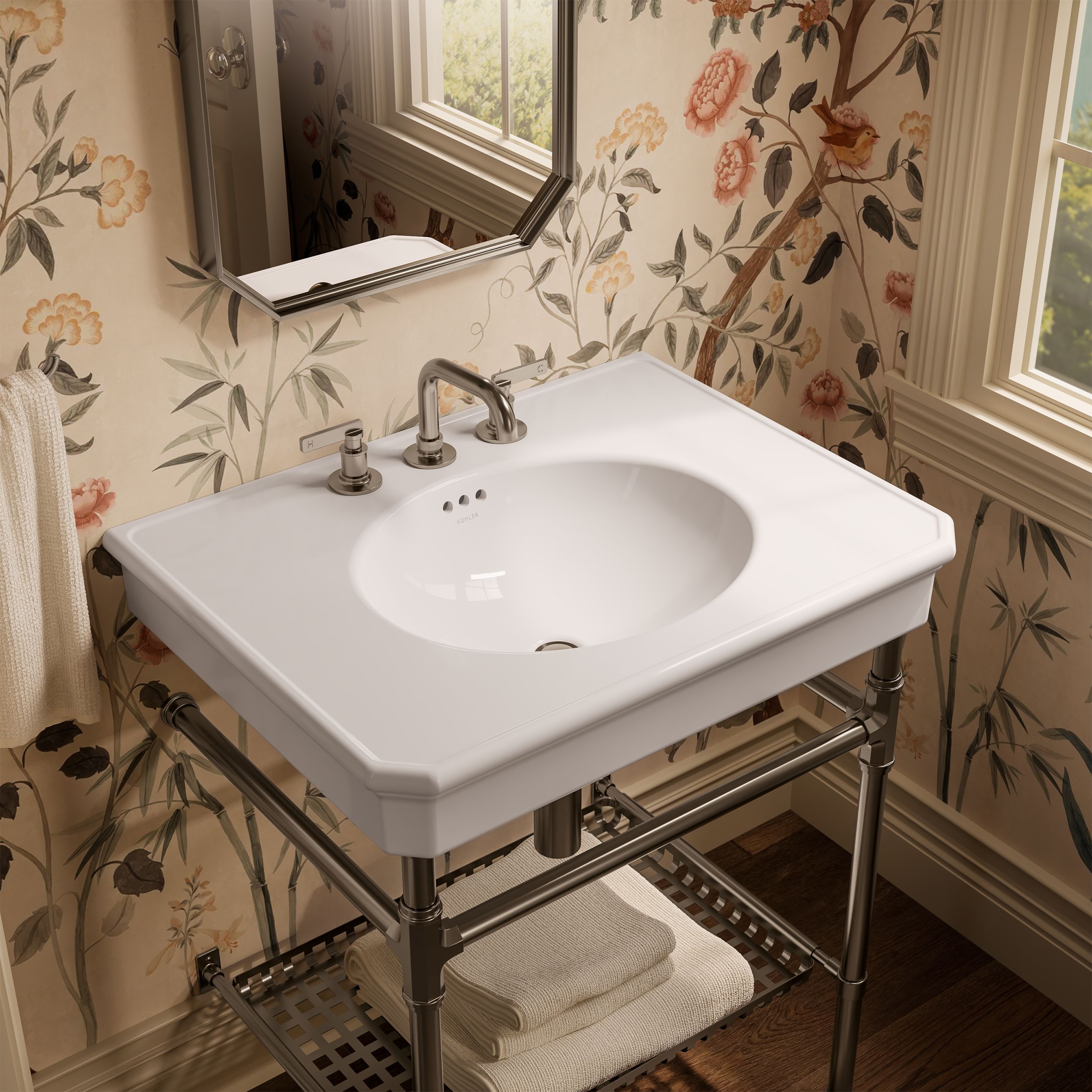 KOHLER Claude Fireclay 22.5-in Vessel Traditional Console Sink with Base