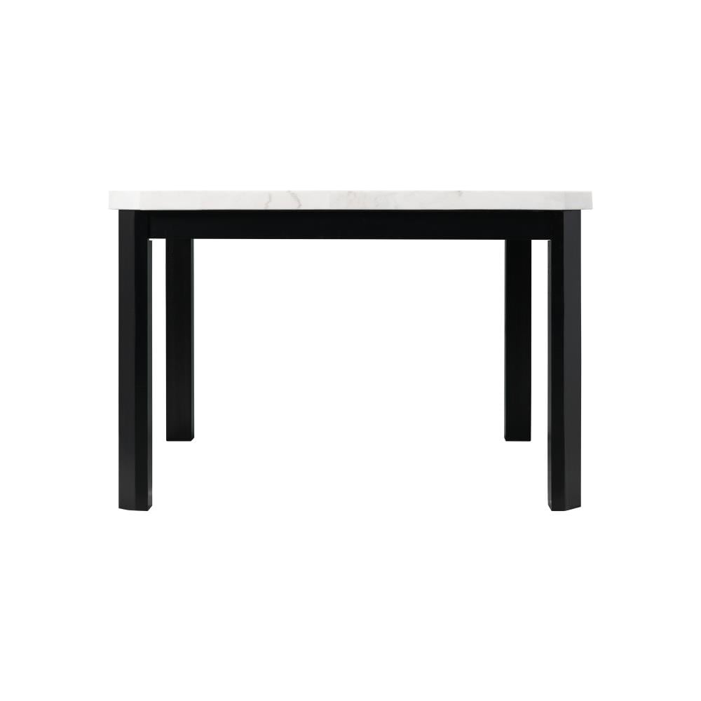 Transitional Black and White Marble Square Counter Height Dining Table