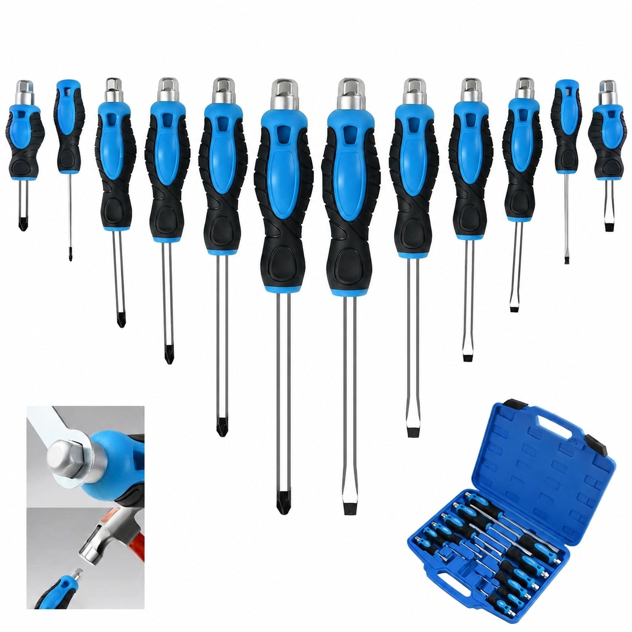 SenQWFa 12 Piece Magnetic Screwdriver Set Heavy Duty Steel Blades High ...