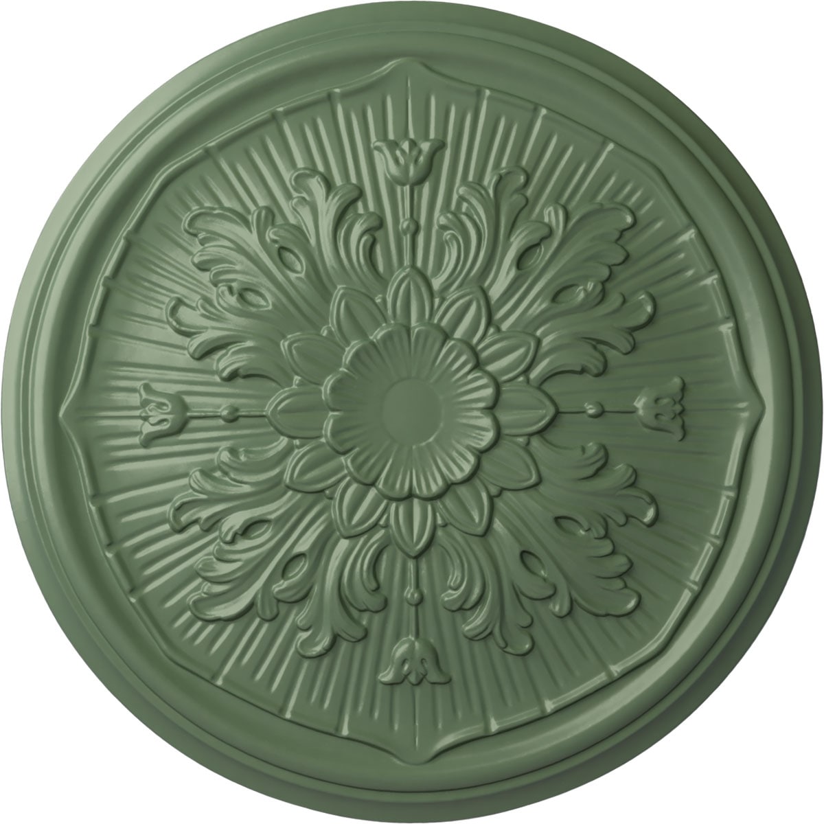 Ekena Millwork CM16LUAGF Luton 15.75-in W x 15.75-in L Painted Athenian Green Polyurethane Whole Ceiling Medallion