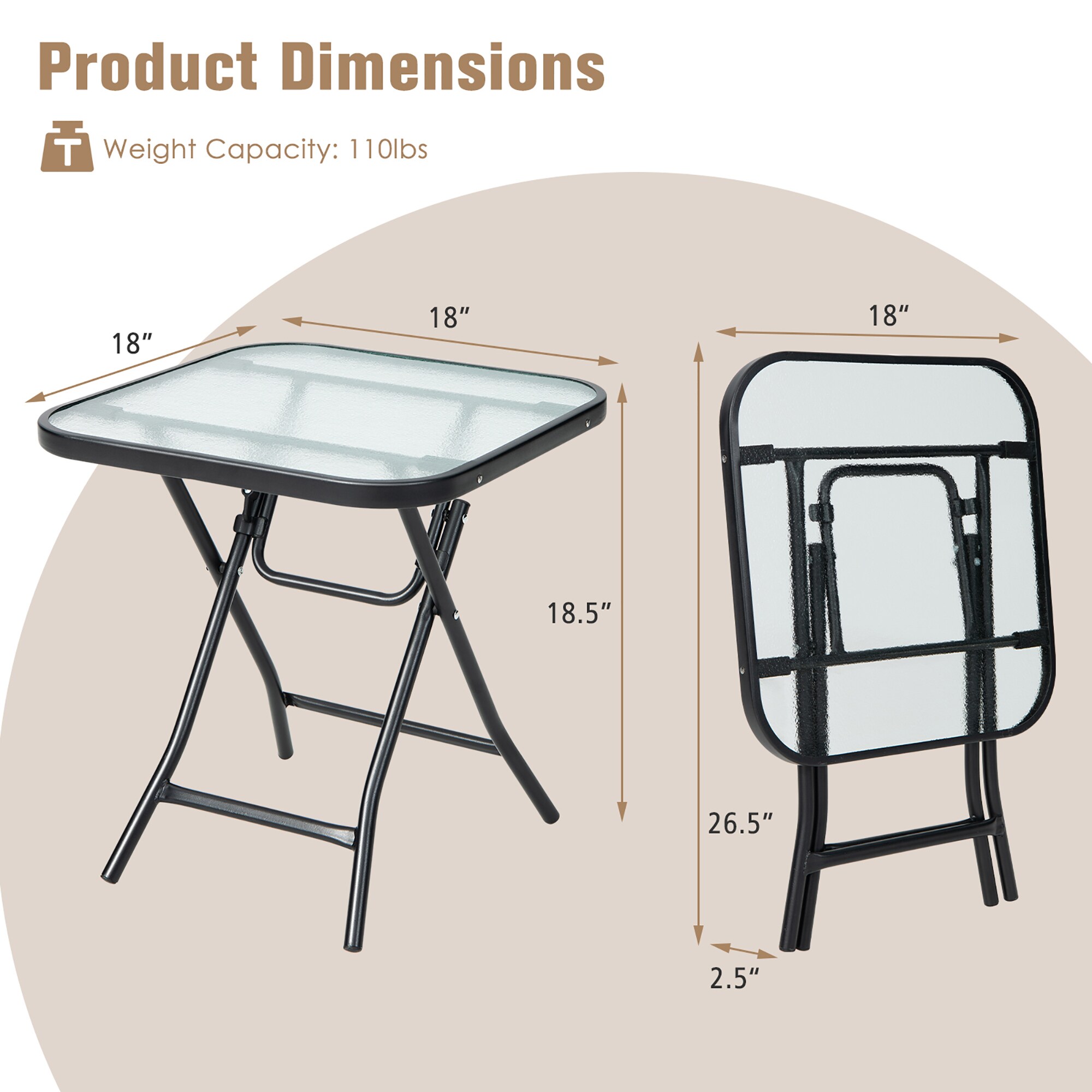 Goplus Square Outdoor Bistro Table 18-in W x 18-in L in the Patio ...