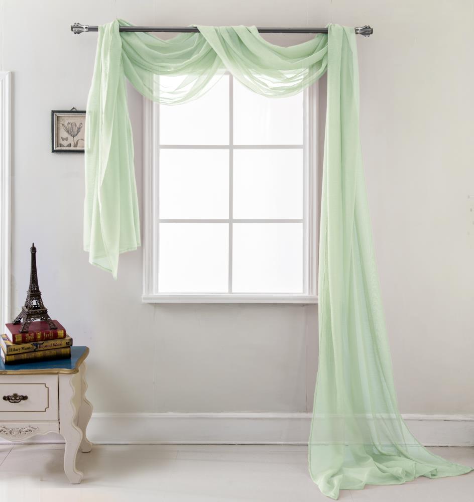 RT Designers Collection 216-in Sage Sheer Rod Pocket Single Curtain ...