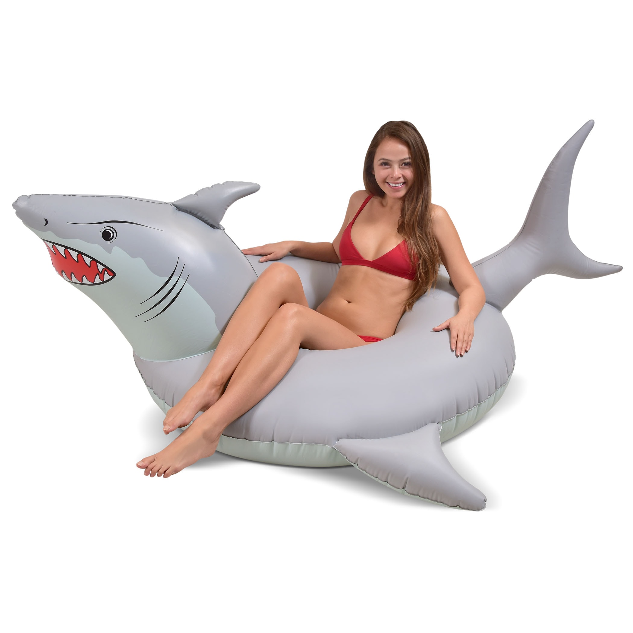 Intex Great White Shark Ride-On Inflatable Kids Swimming Pool Float Raft 